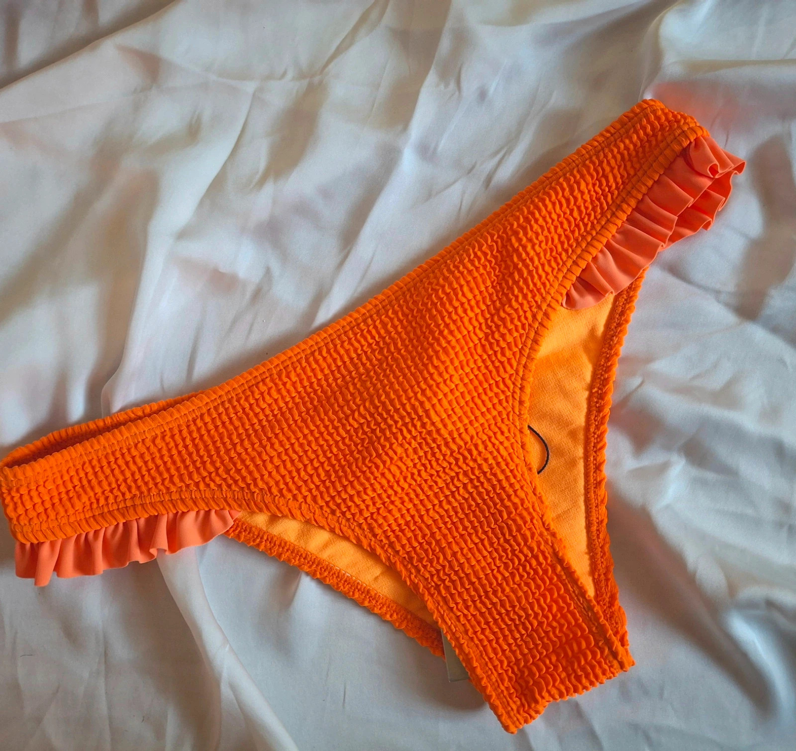 Maillot 2pces orange fluo matière gauffre – Tendance – taille S / 36 / 8 3