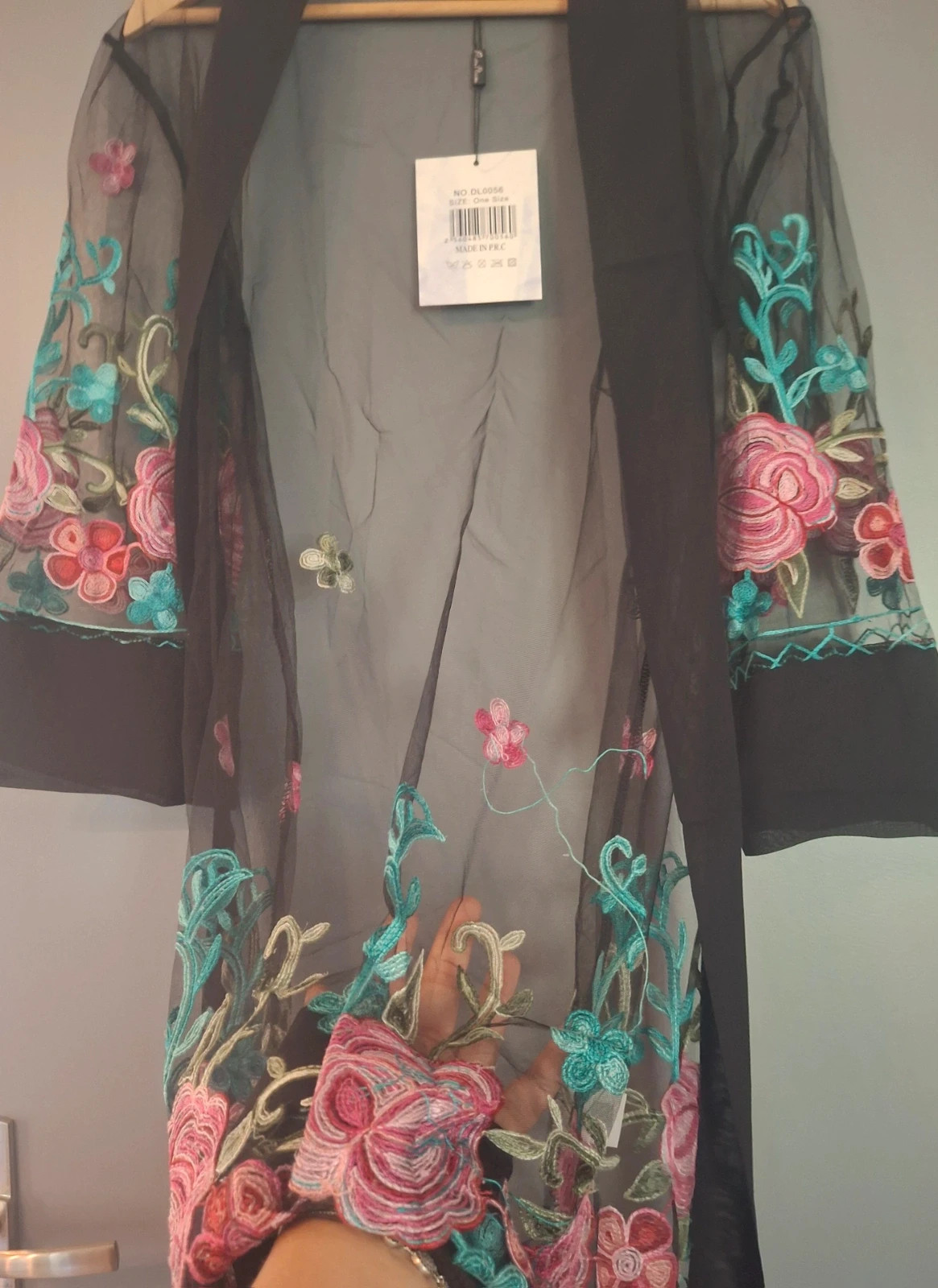 Kimono dentelle voile noir tendance