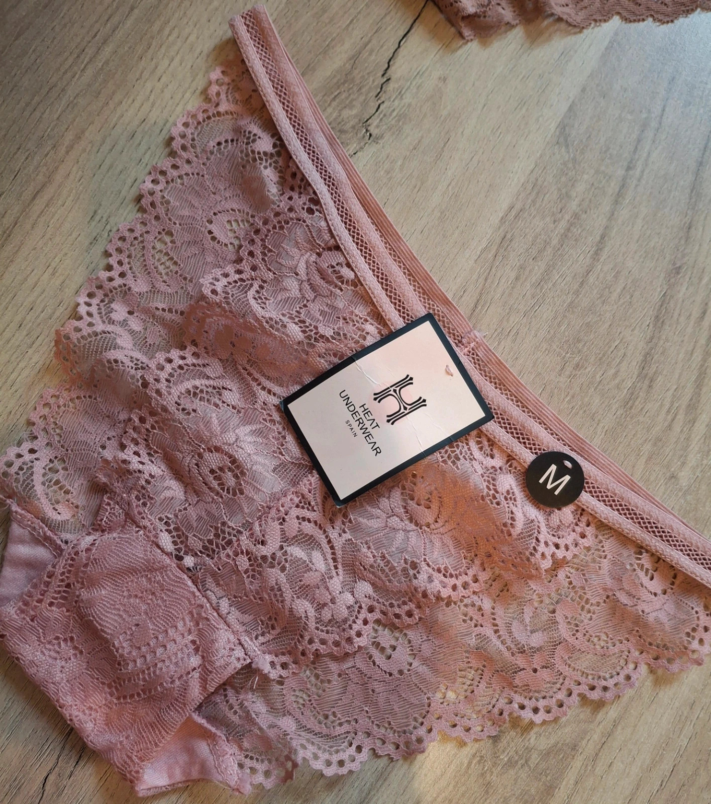 Lot de tanga dentelle fine avec détails nœud – Rose – taille XL / 42 / 14 4