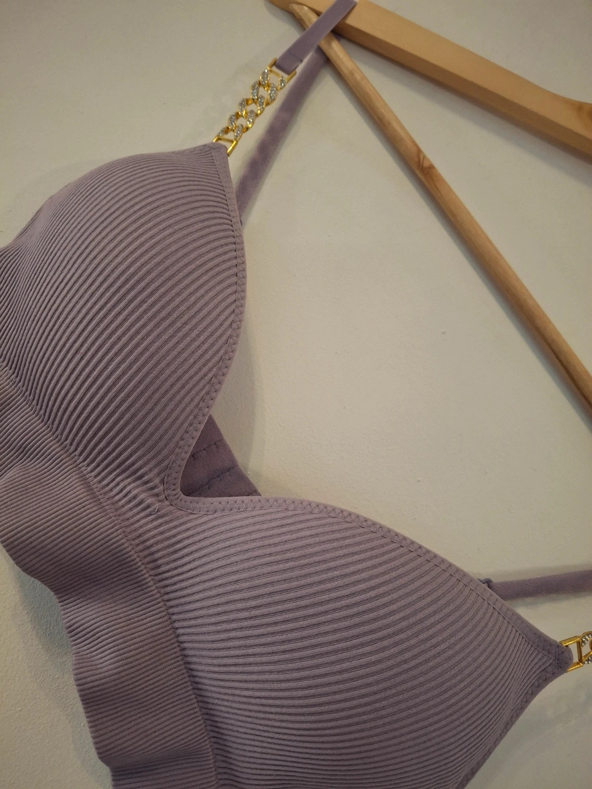 Bralette crop top Mauve avec détails stras – Ouno – taille L / 40 / 12 4