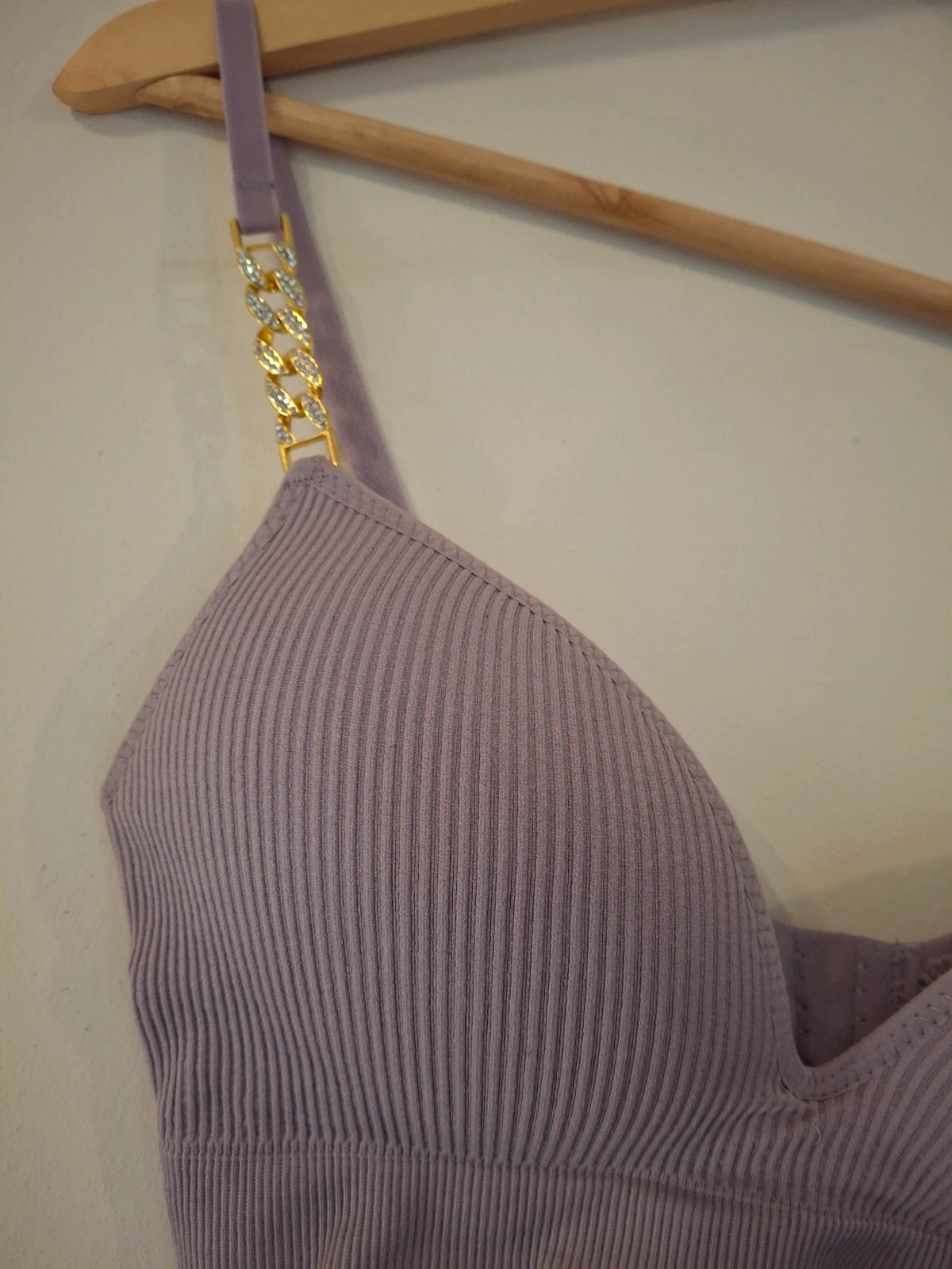 Bralette crop top Mauve avec détails stras – Ouno – taille L / 40 / 12 3