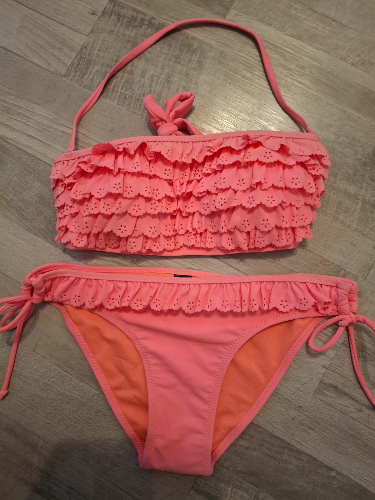 Maillot 2pces frou frou corail – Ray – taille L / 40 / 12