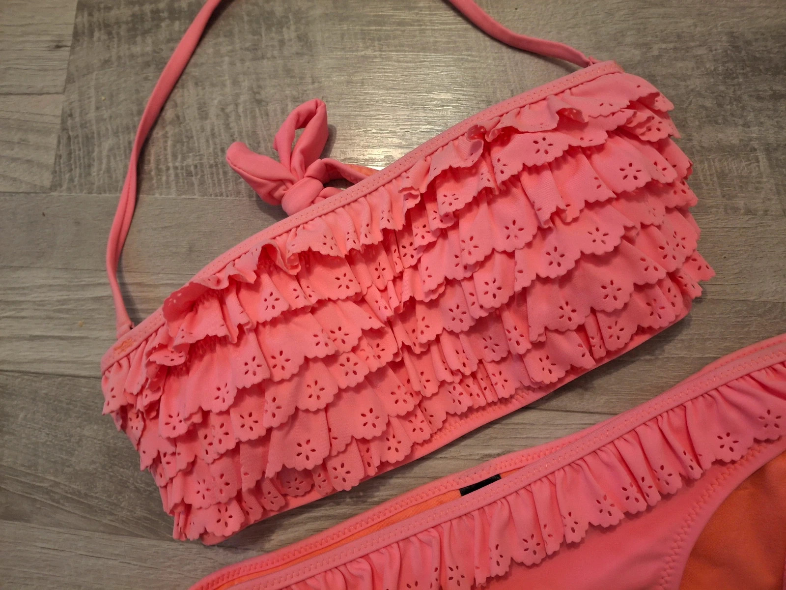 Maillot 2pces frou frou corail – Ray – taille L / 40 / 12 2