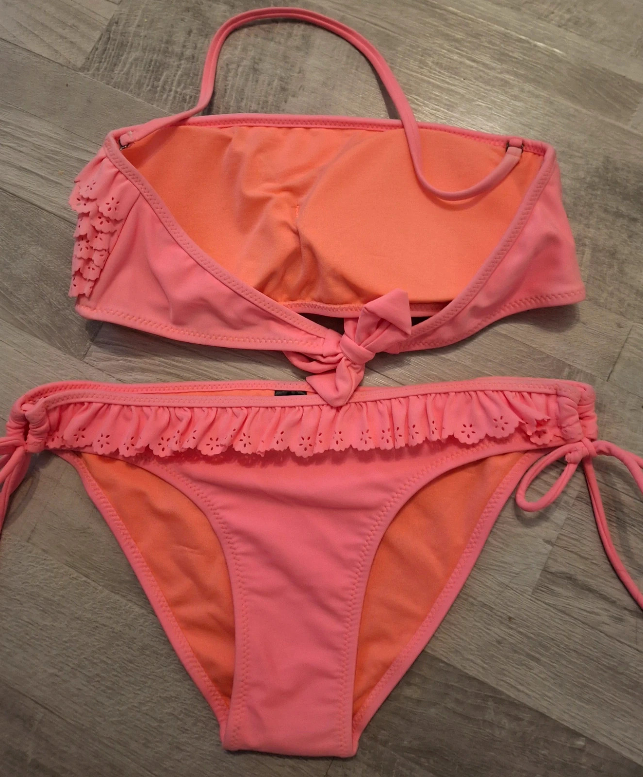 Maillot 2pces frou frou corail – Ray – taille L / 40 / 12 4