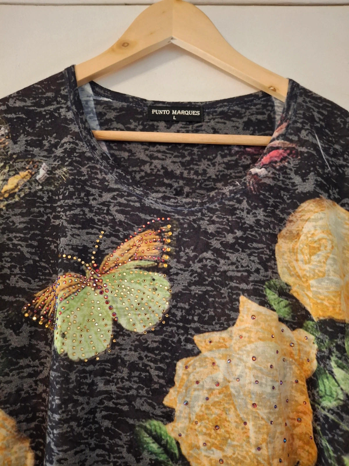 Haut fantaisie strass et fleur – Petit – taille L / 40 / 12 3