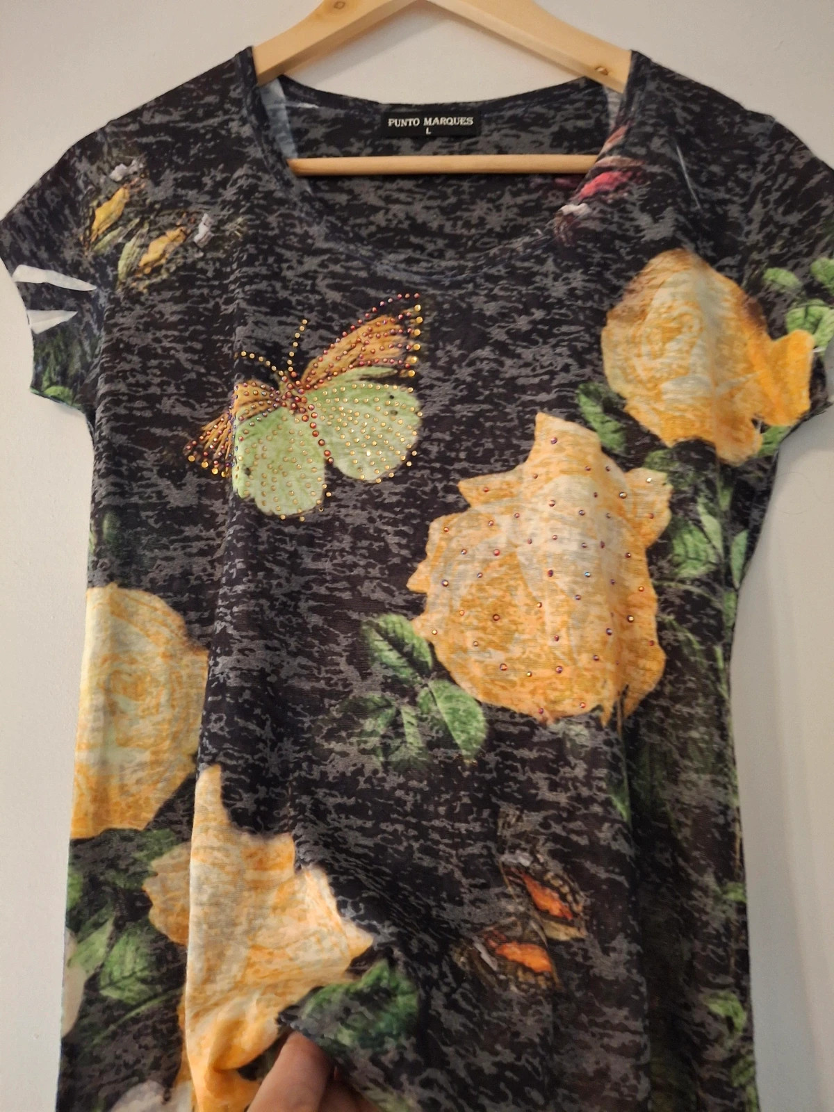 Haut fantaisie strass et fleur – Petit – taille L / 40 / 12 2