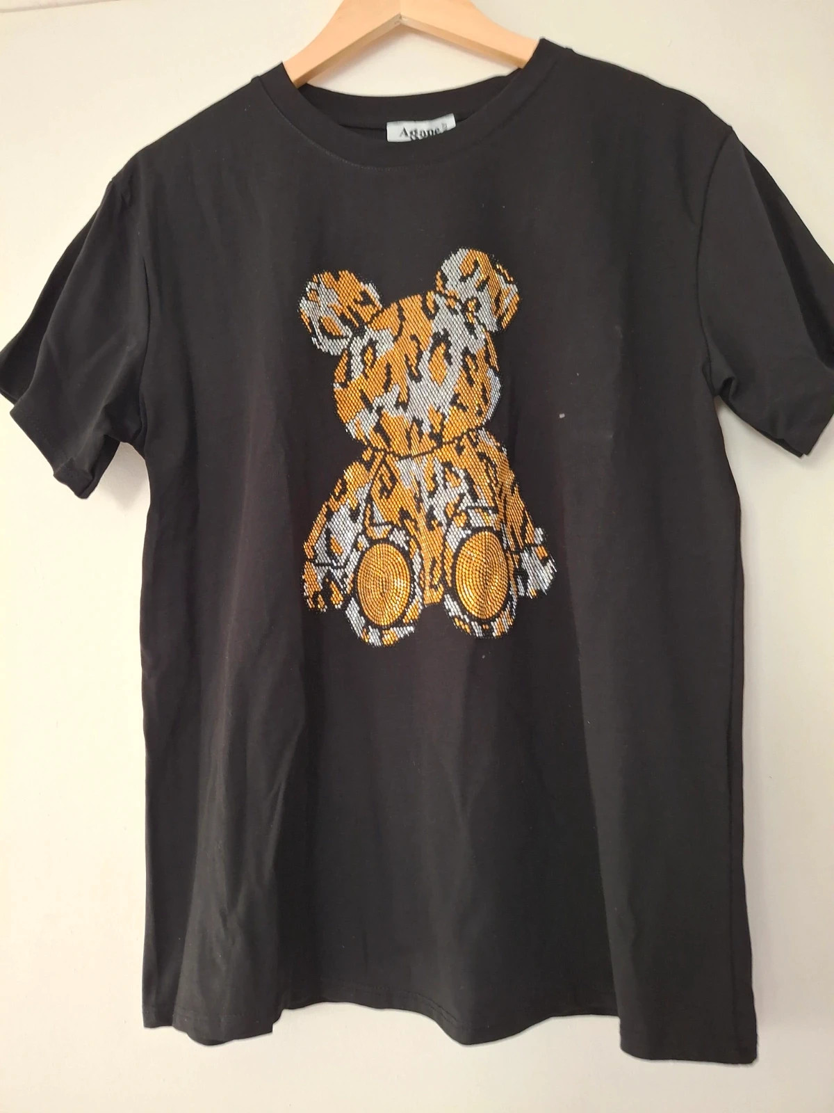 T shirt noir Impression Teddy Berry strass – agapa – taille Taille unique 2
