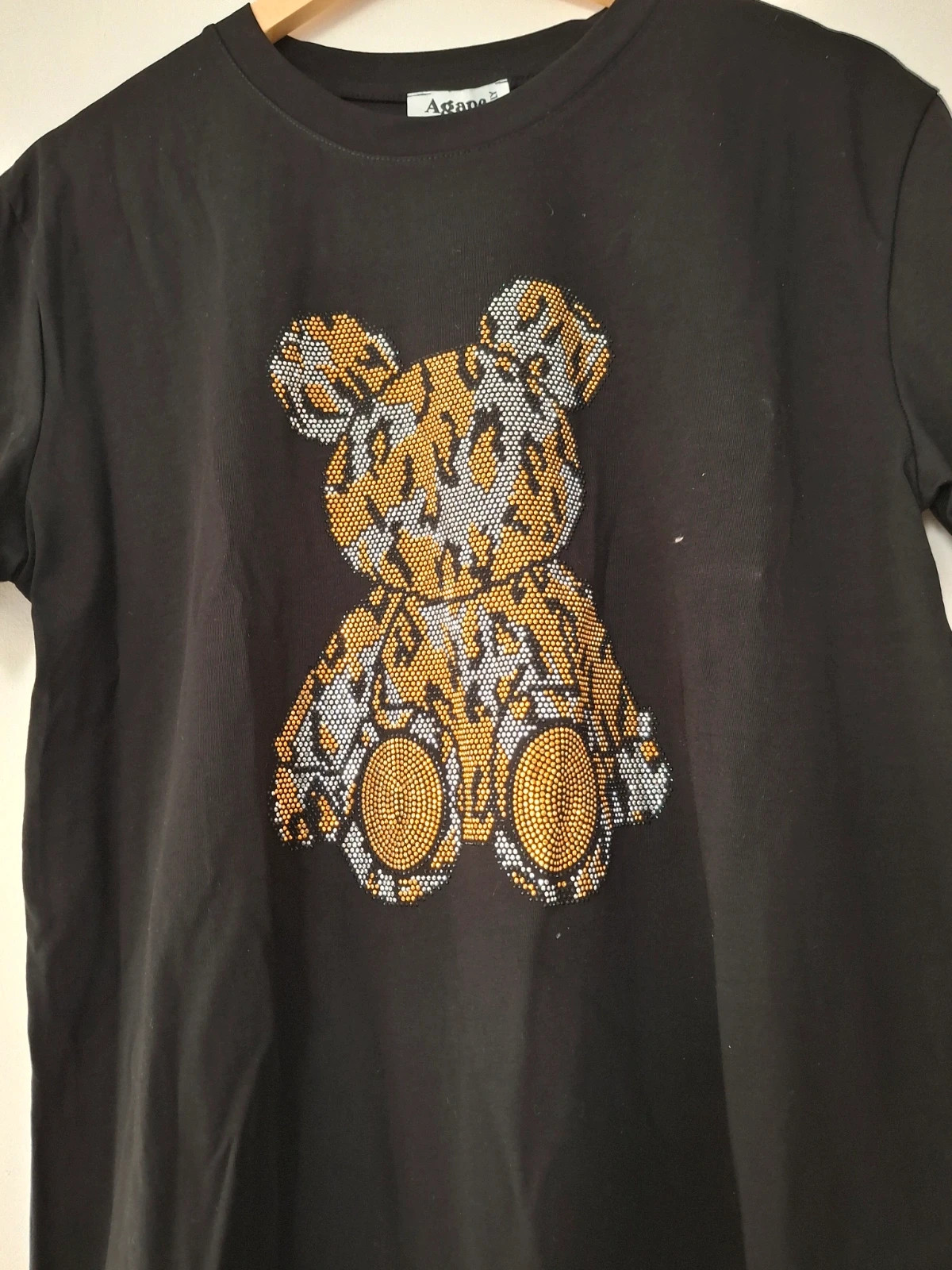 T shirt noir Impression Teddy Berry strass – agapa – taille Taille unique 3