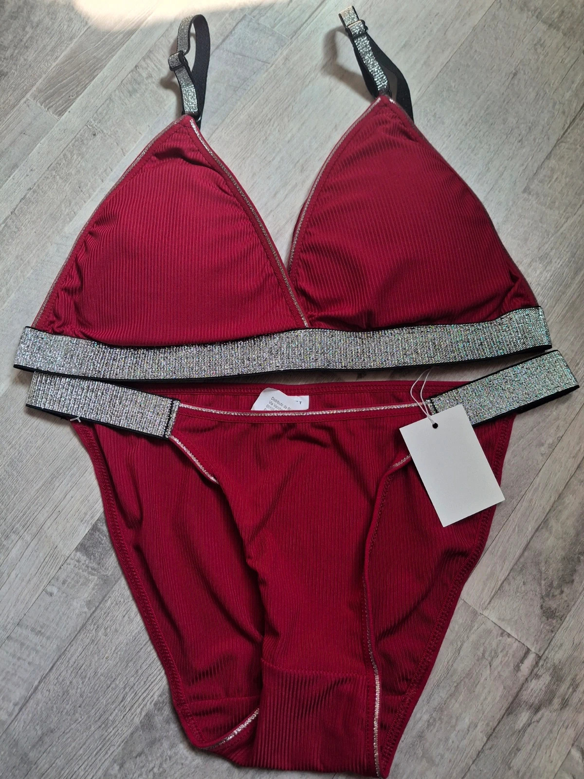 Ensemble lingerie 2pces bordeaux – Triangle – taille XL / 42 / 14 3