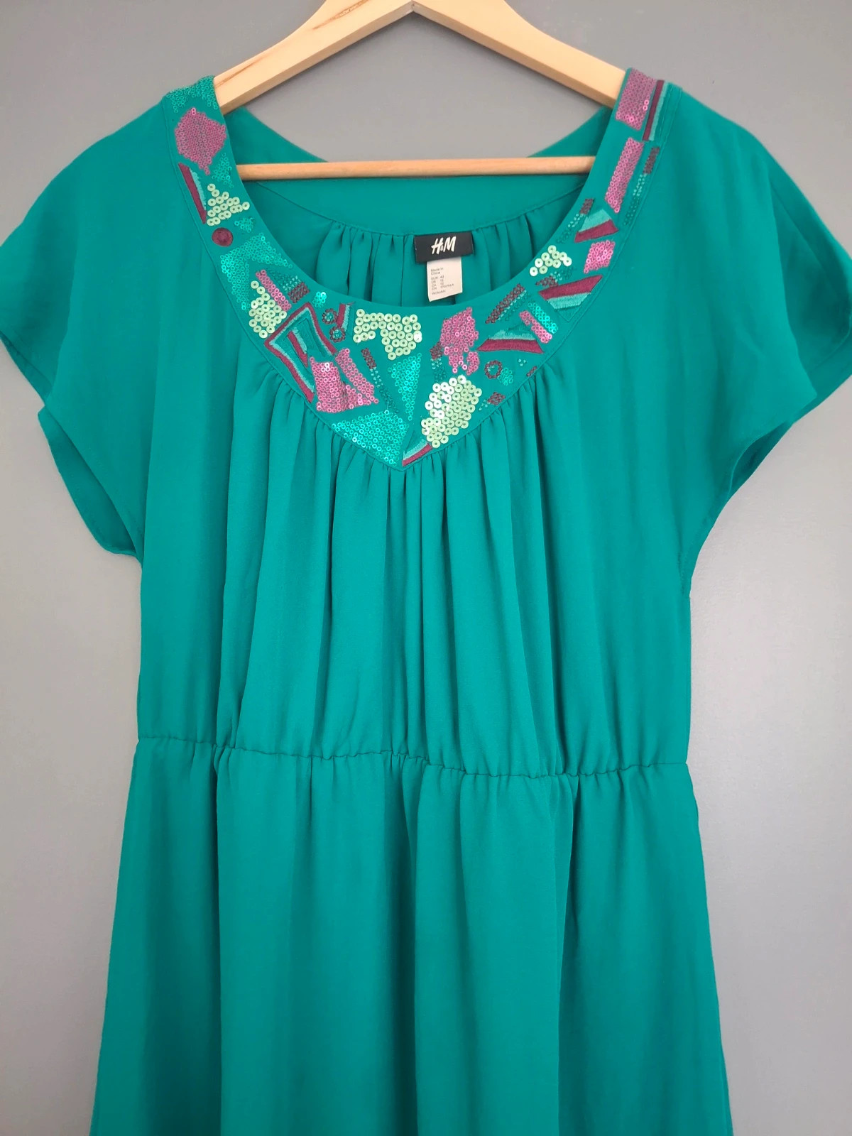 Robe midi style patineuse verte avec strass – H&M – taille XL / 42 / 14 2