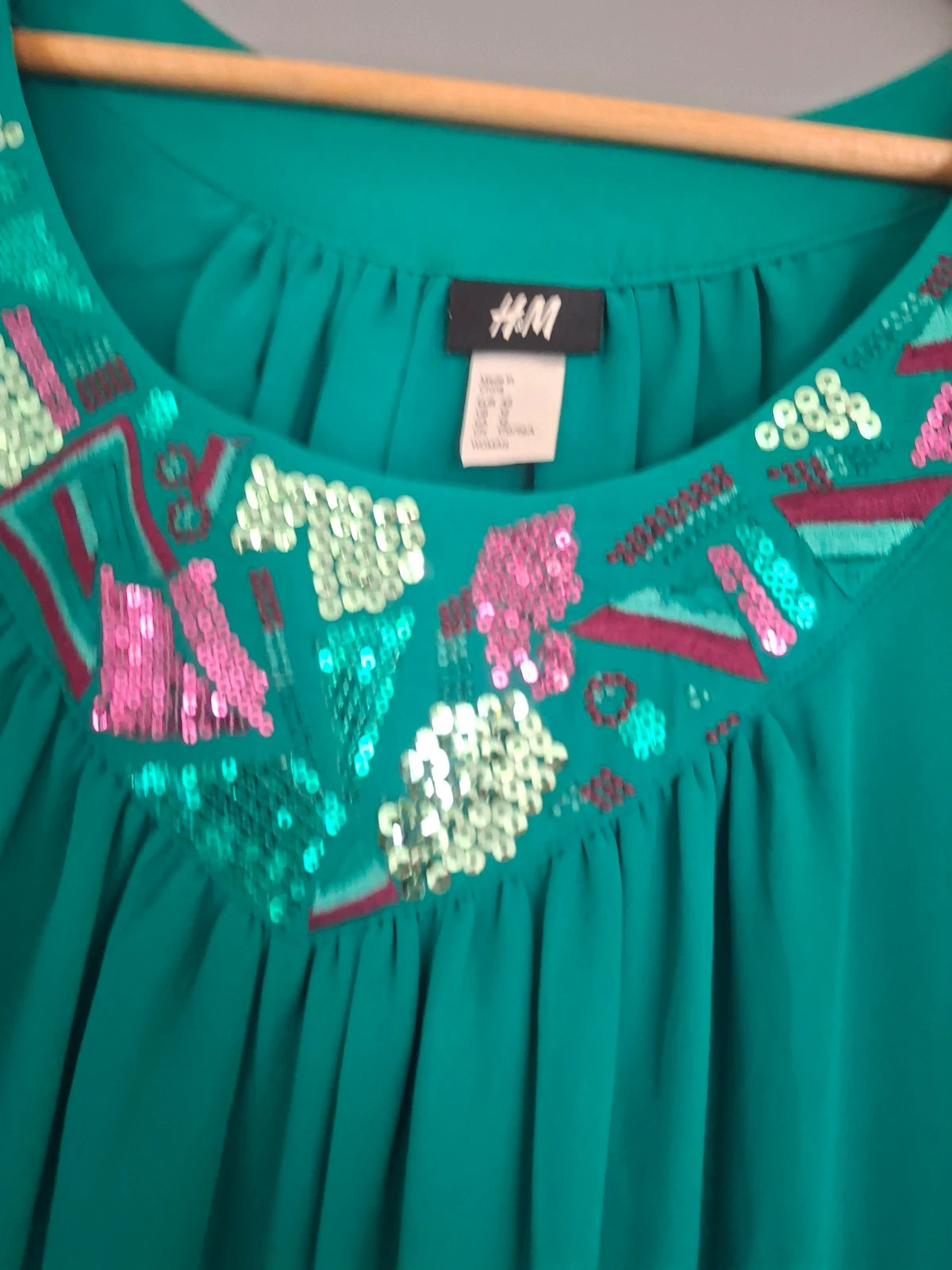 Robe midi style patineuse verte avec strass – H&M – taille XL / 42 / 14 4