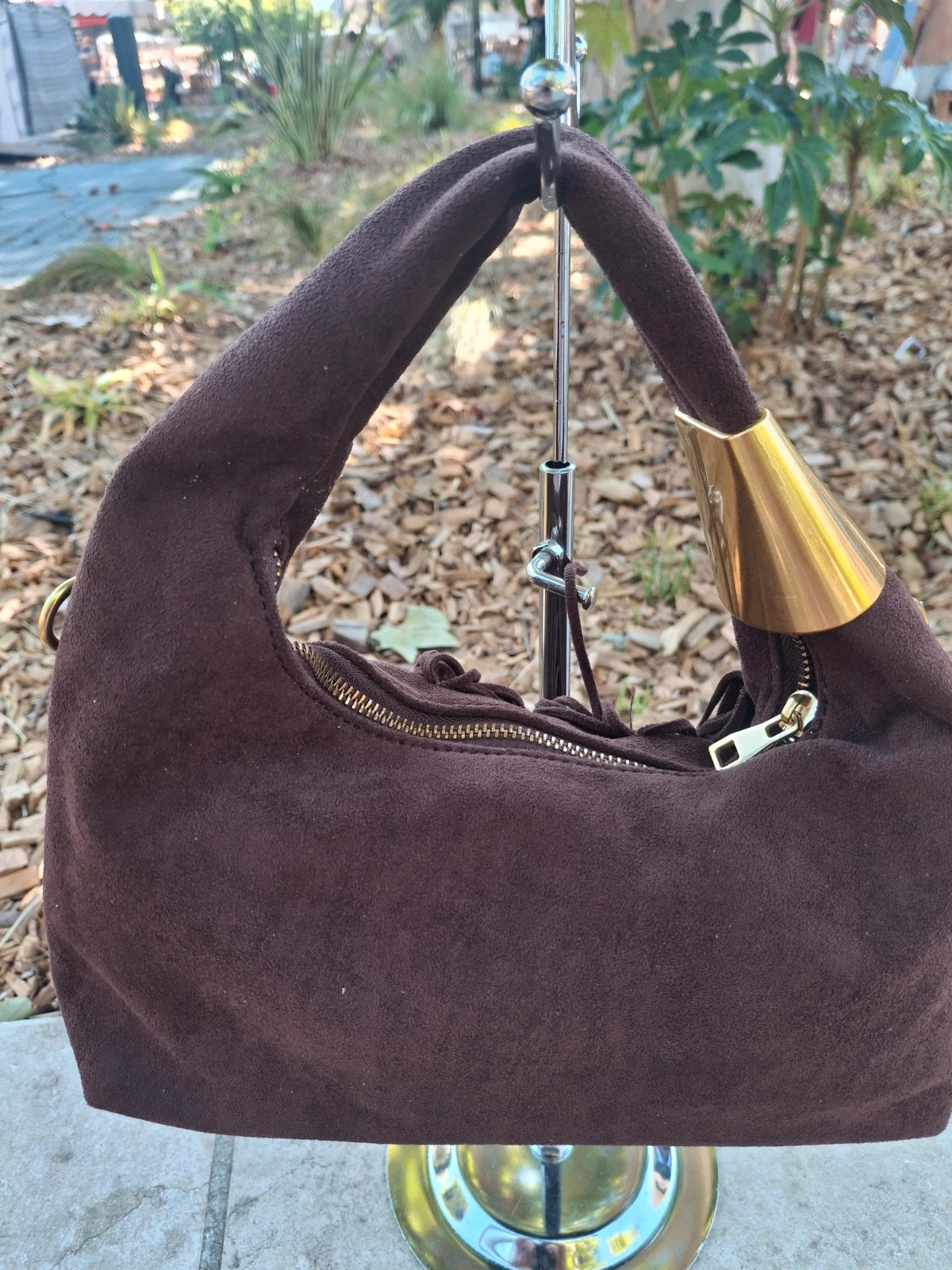 Petit sac Chocolat en suedine et full franges – boutique indépendante 4
