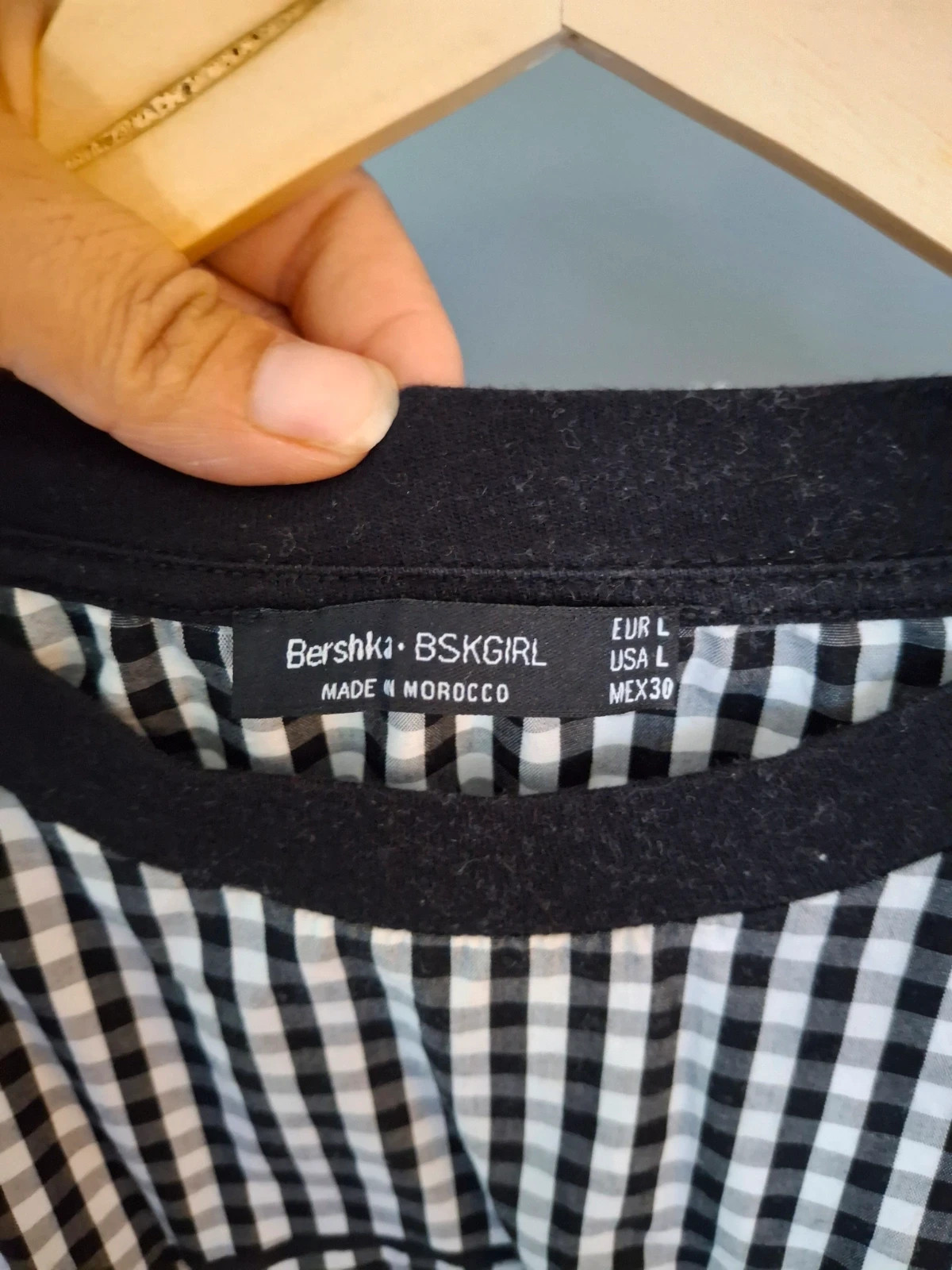 Haut noir style vichy Bershka – Bershka – taille L / 40 / 12 3
