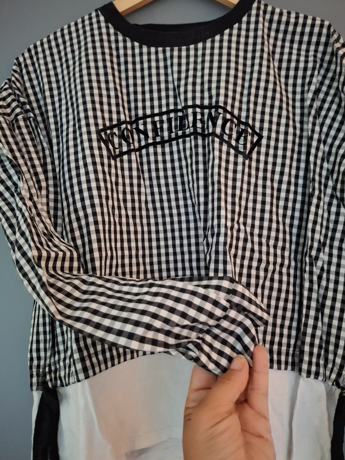 Haut noir style vichy Bershka – Bershka – taille L / 40 / 12 2