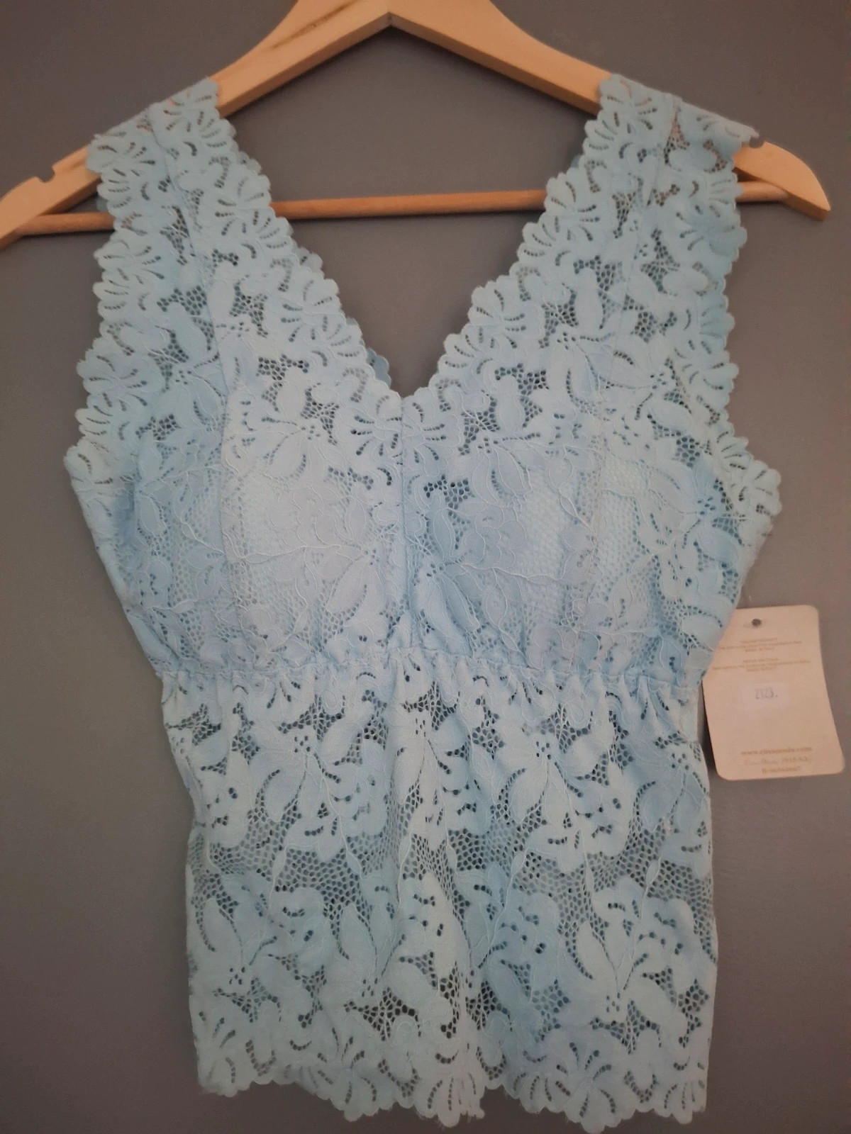 Top dentelle bleu ciel confortable e chic – kimery – taille Taille unique 2