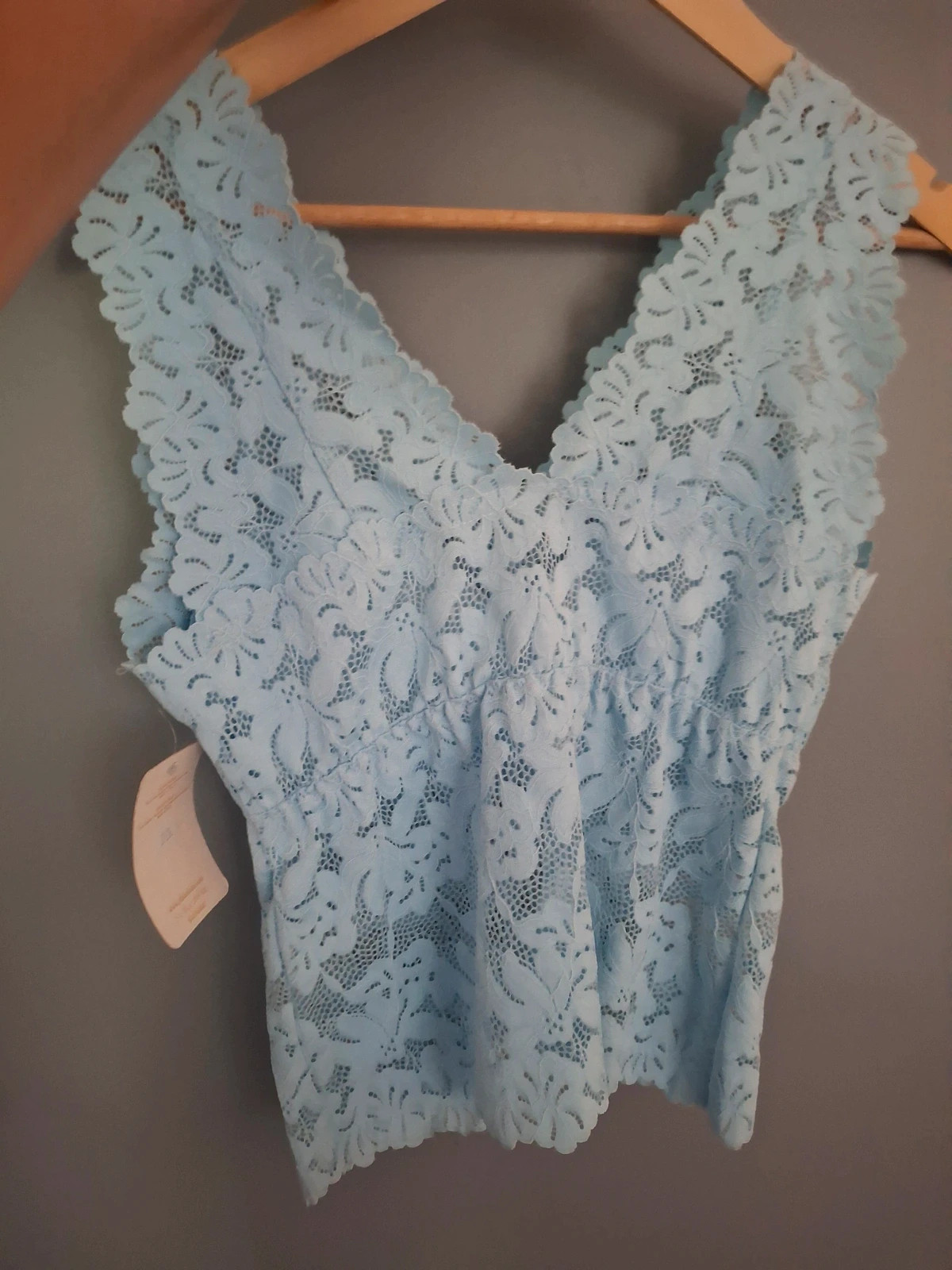 Top dentelle bleu ciel confortable e chic – kimery – taille Taille unique 4