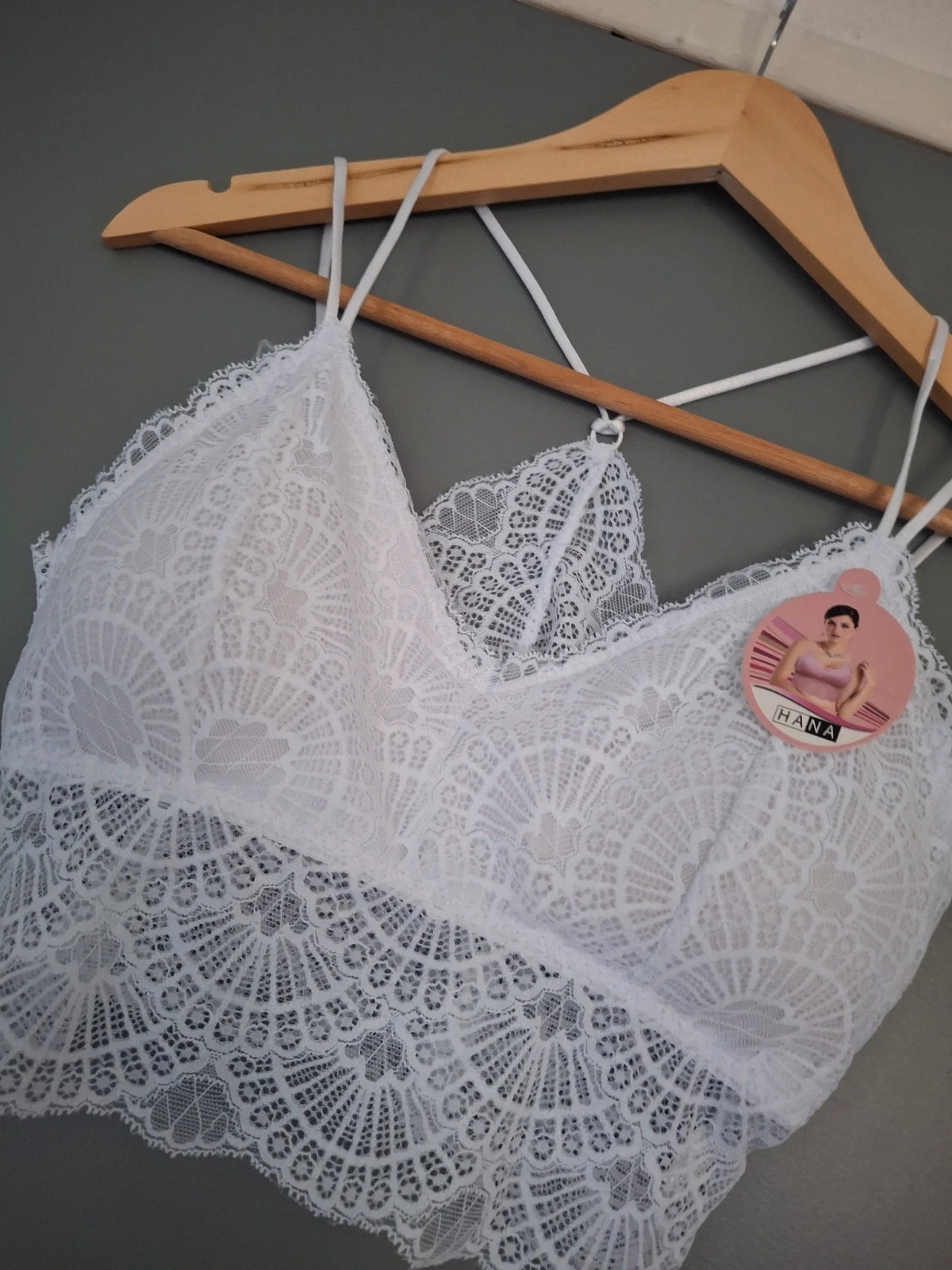 Bralette crop top dentelle blanche bretelles fines élastique – Ancona – taille XL / 42 / 14 2