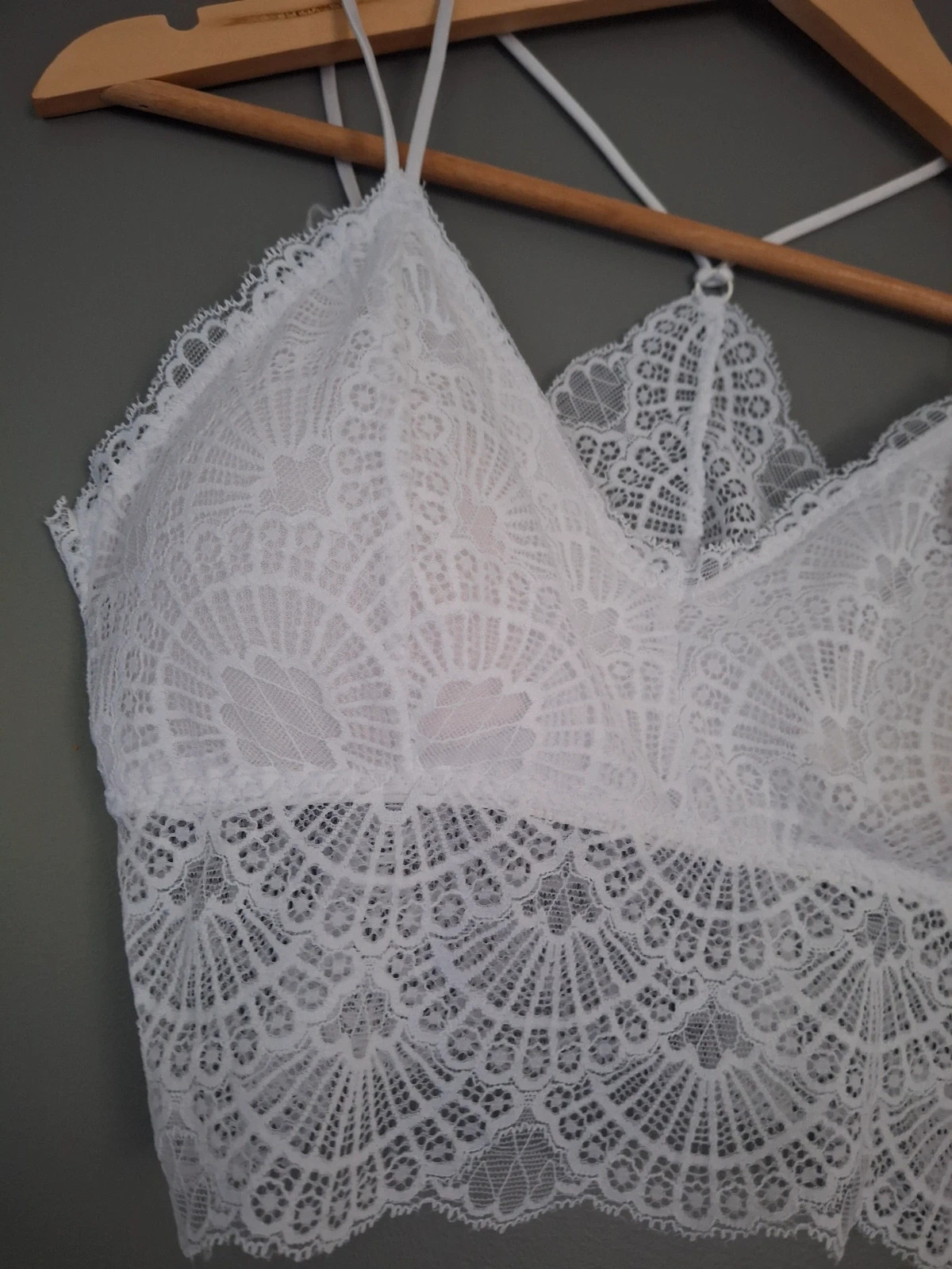 Bralette crop top dentelle blanche bretelles fines élastique – Ancona – taille XL / 42 / 14 3