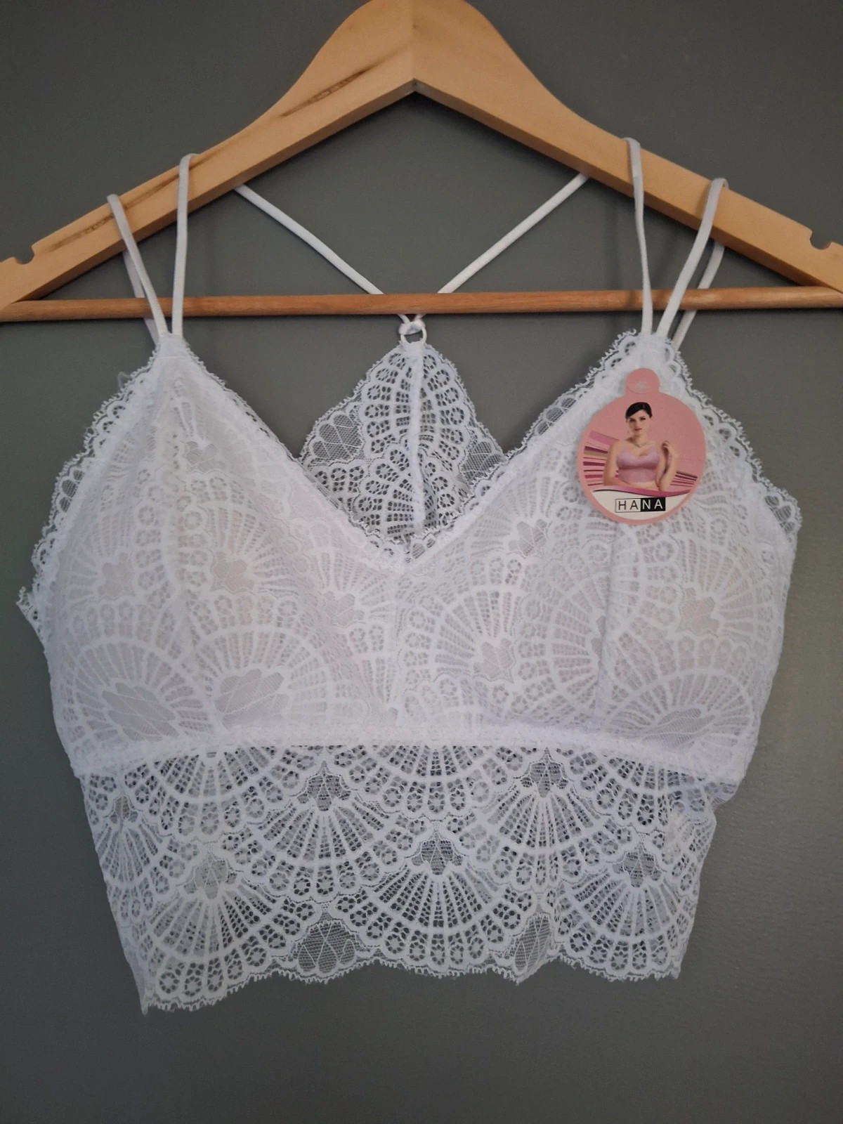 Bralette crop top dentelle blanche bretelles fines élastique
