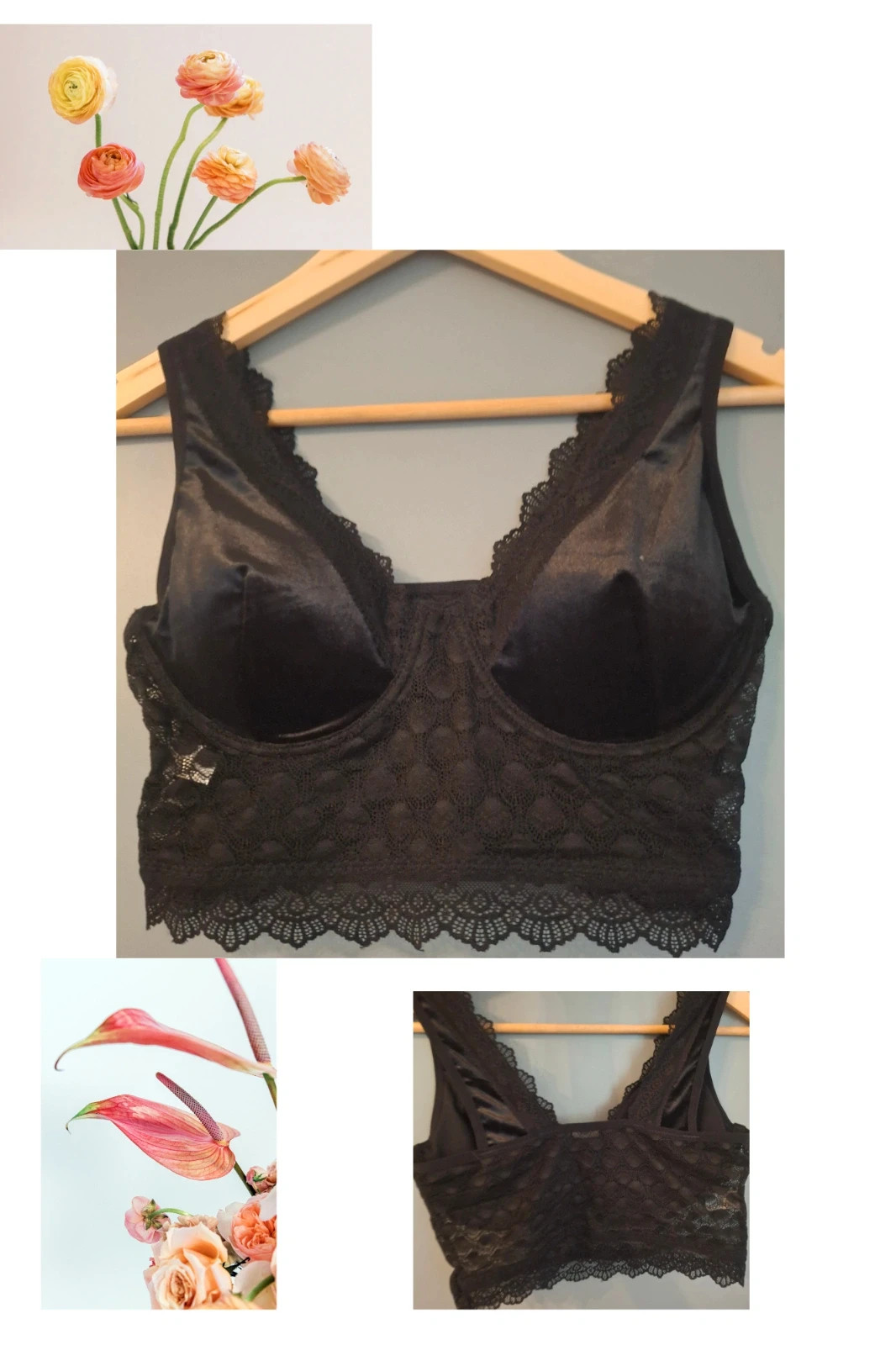 Brassière bustier élégante noir effet Velours – Ancona – taille L / 40 / 12 2