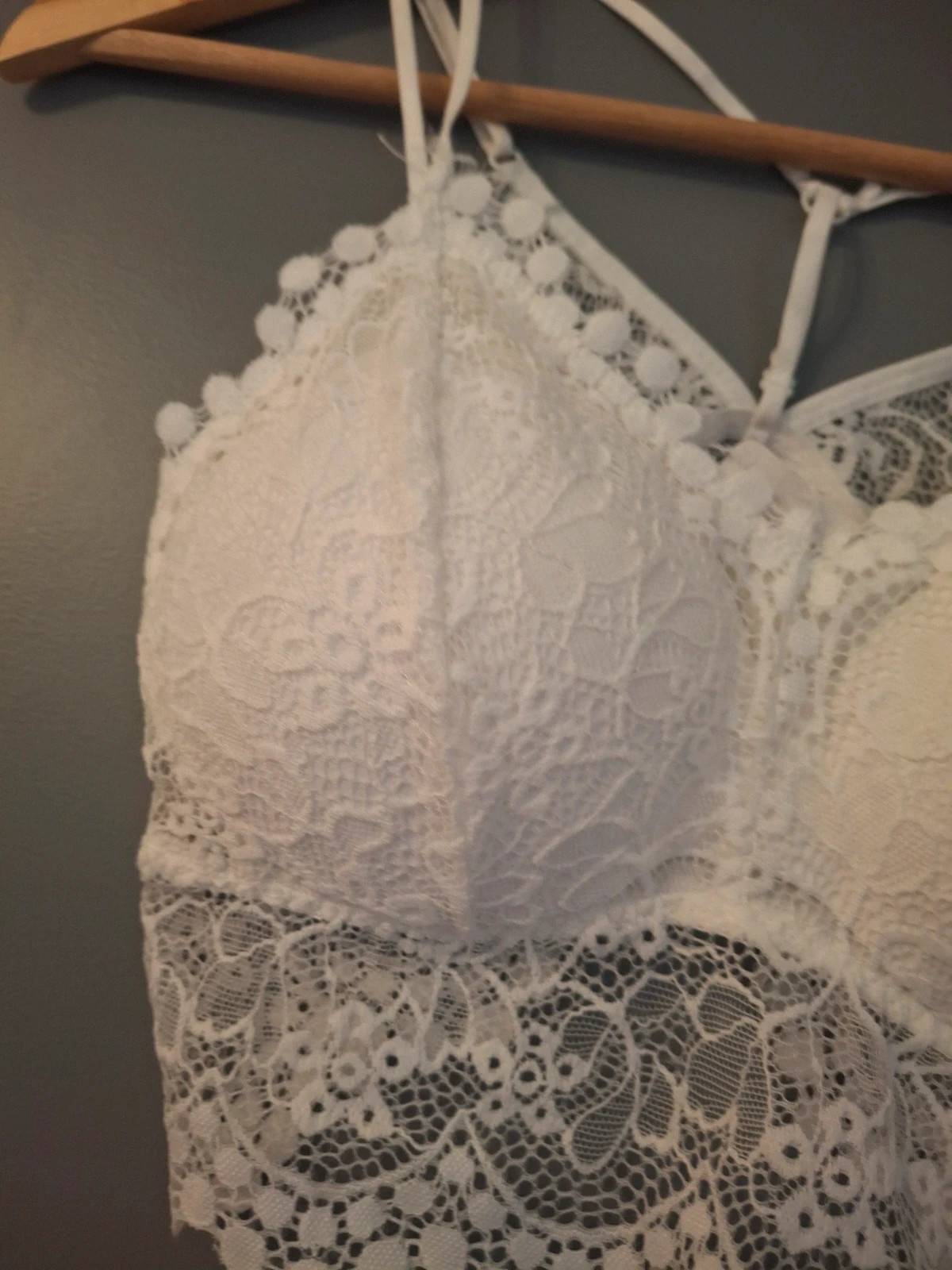 Bralette crop top dentelle blanche bretelles croisé – Tendance – taille Taille unique 3