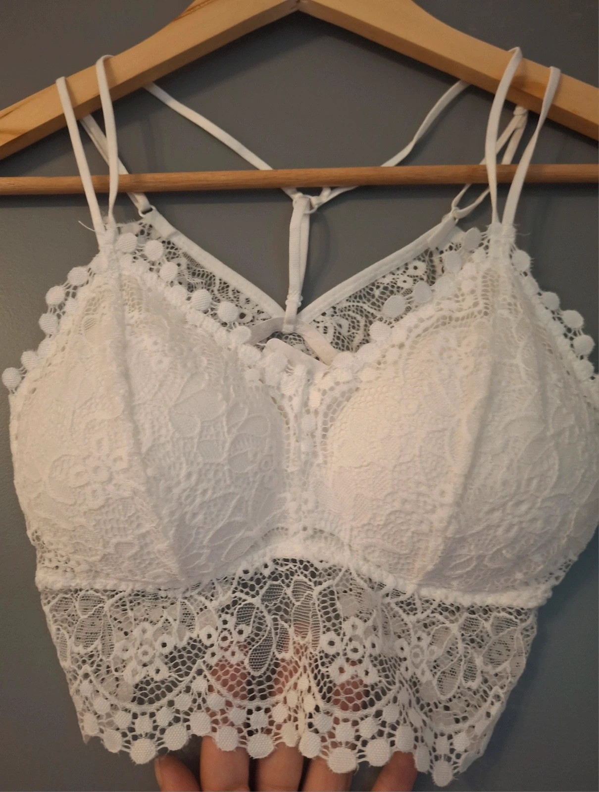 Bralette crop top dentelle blanche bretelles croisé – Tendance – taille Taille unique