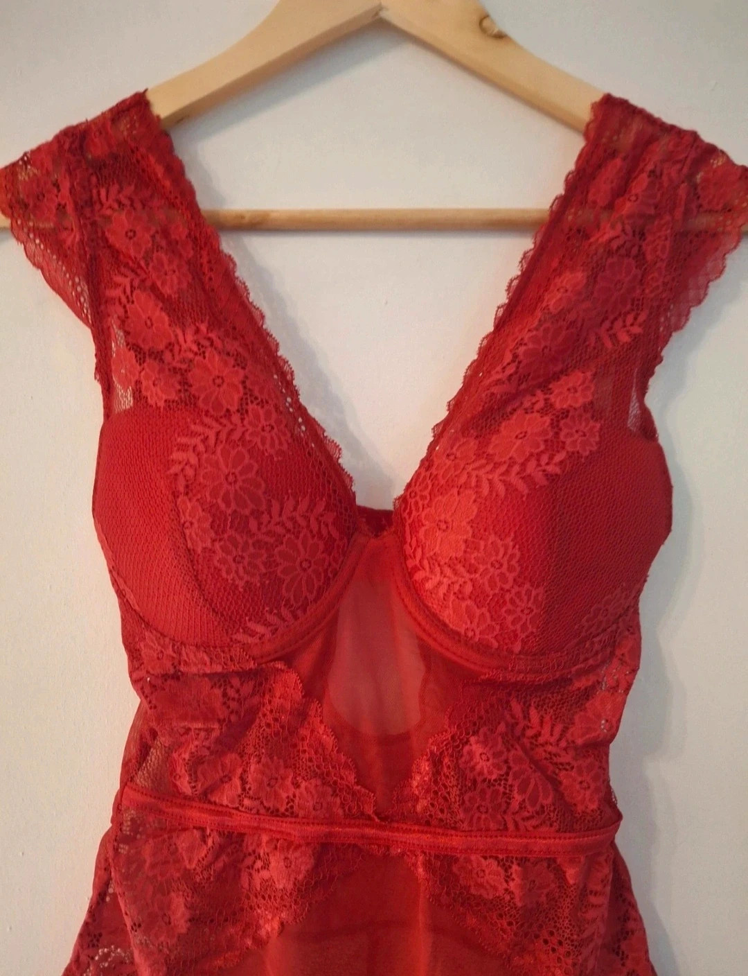 Body en dentelle Rouge classique intemporel – Ancona – taille XL / 42 / 14 3
