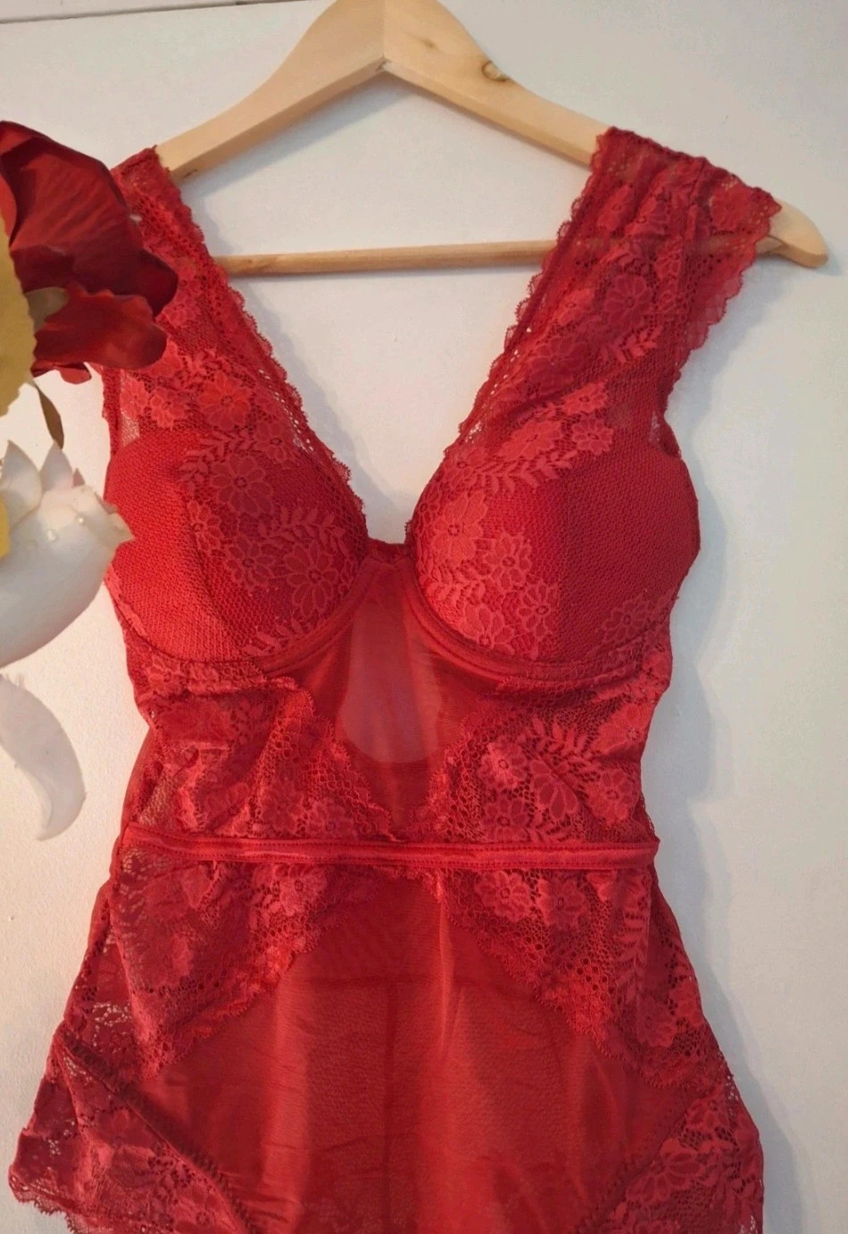 Body en dentelle Rouge classique intemporel – Ancona – taille XL / 42 / 14 2