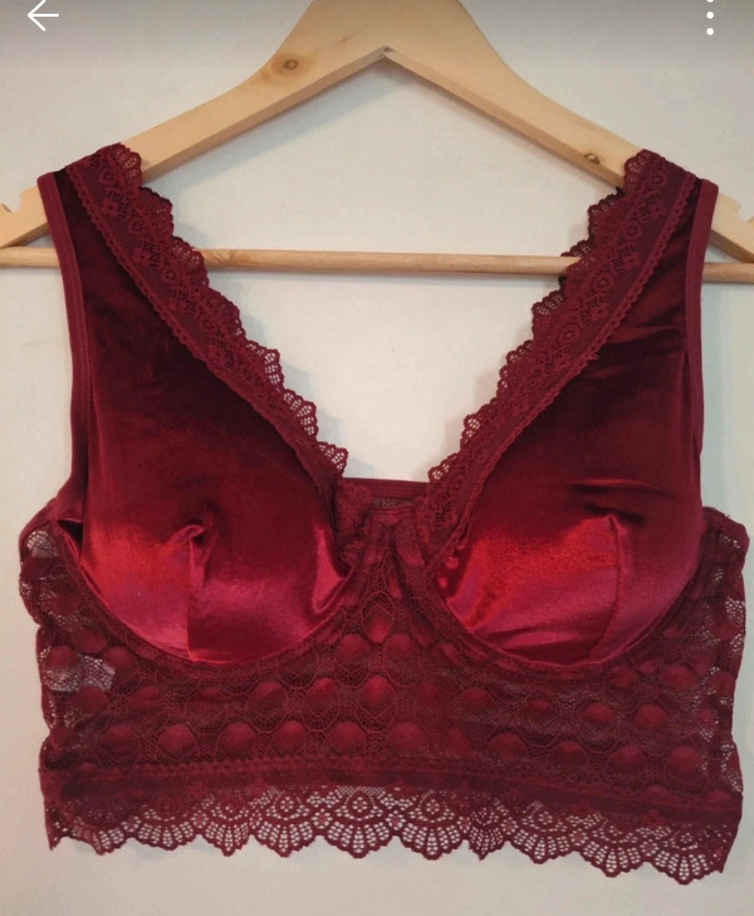 Bustier bralette dentelle et velours Rouge bordeaux – Ancona 2