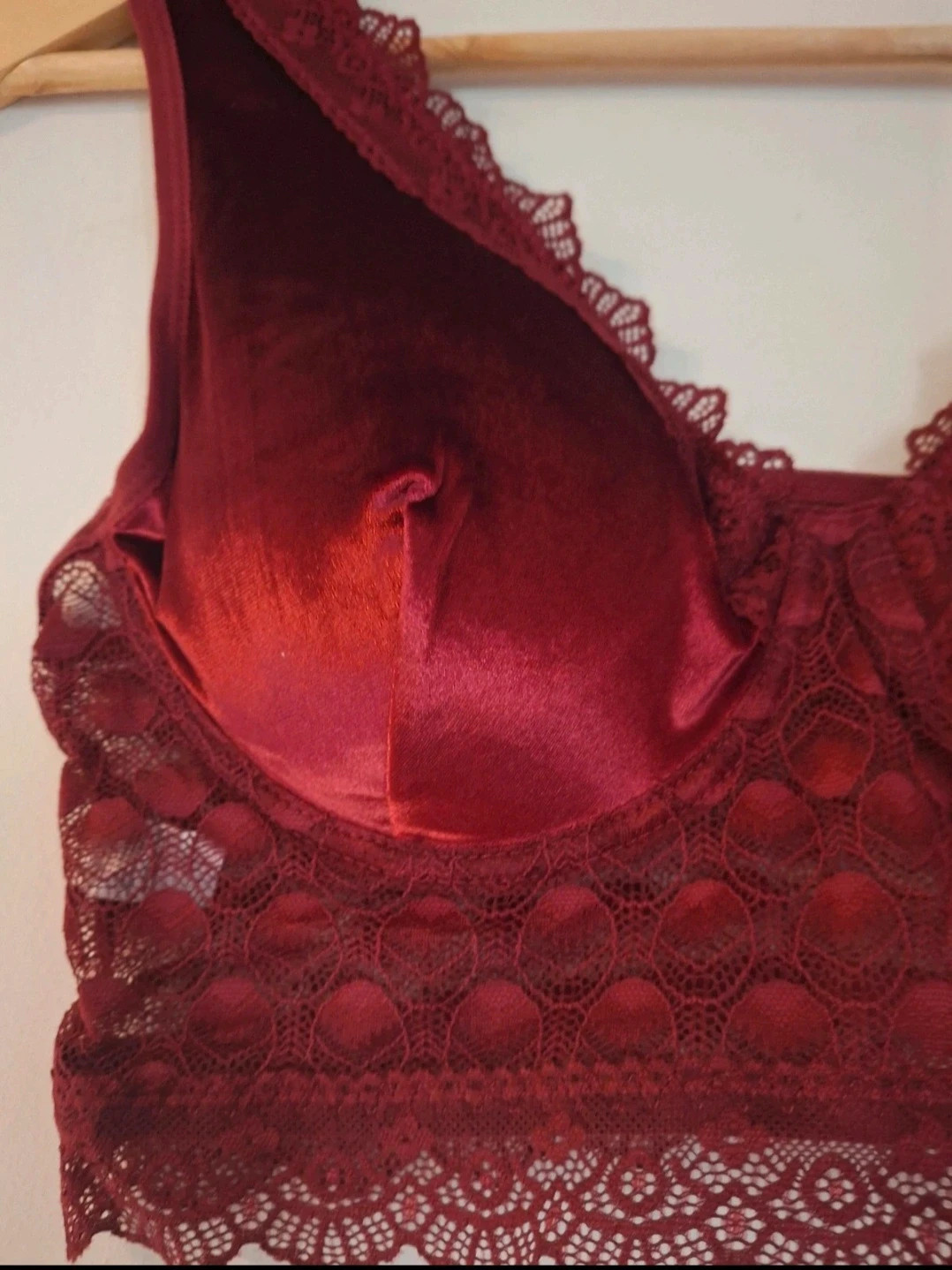 Bustier bralette dentelle et velours Rouge bordeaux – Ancona 3