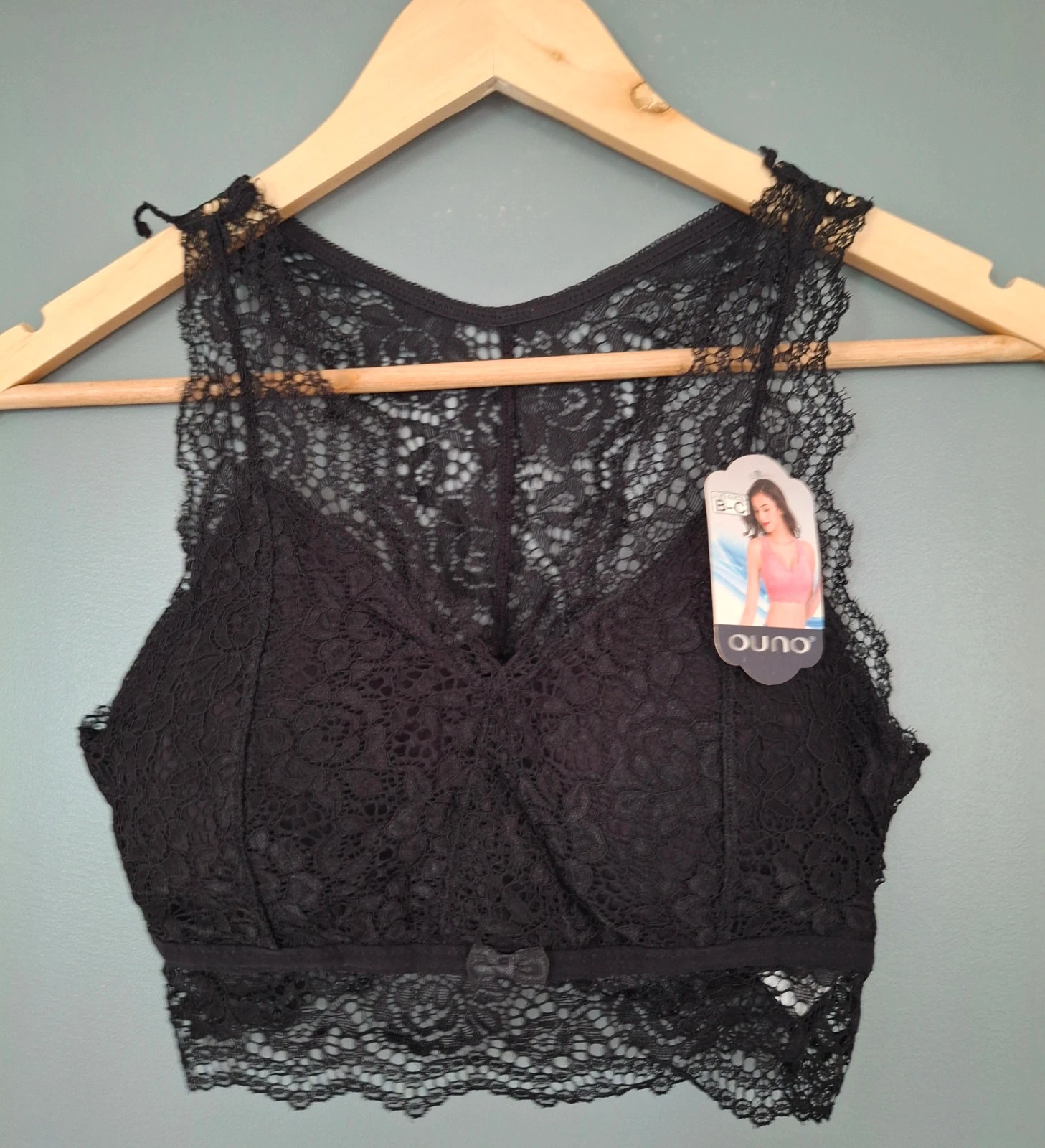 Crop top brassière dentelle noire dos nageur – Ancona – taille L / 40 / 12