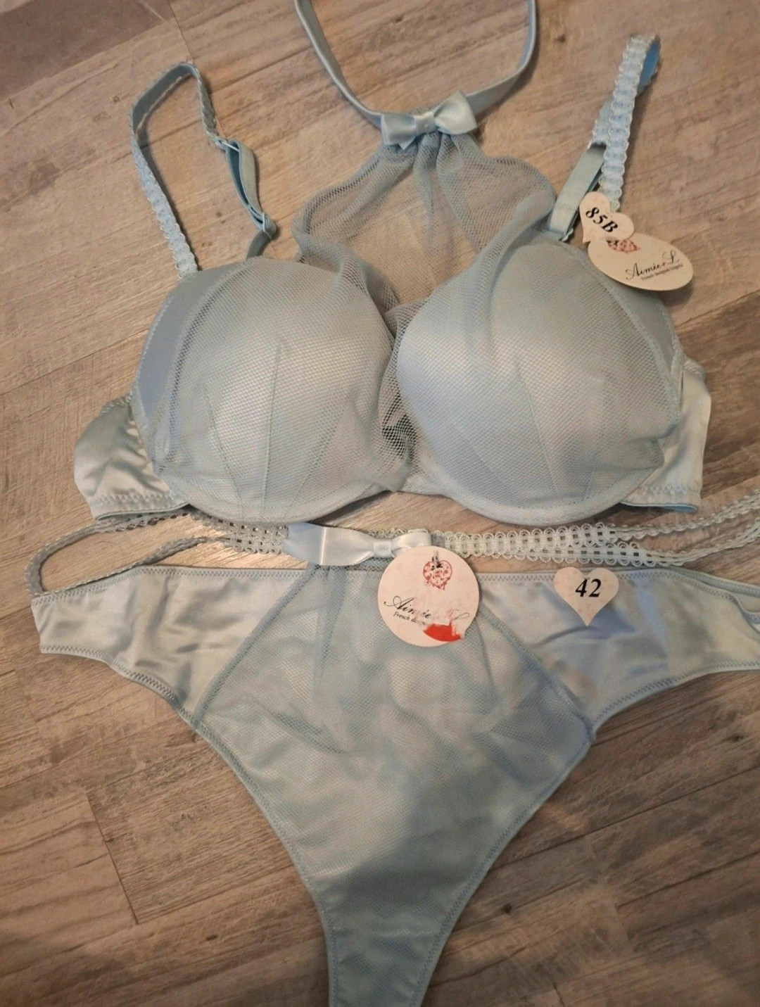Ensemble lingerie 2pces bleu ciel hyper tendance – Lingerie Land – taille L / 40 / 12 2