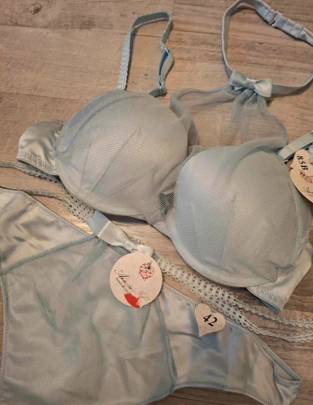 Ensemble lingerie 2pces bleu ciel hyper tendance – Lingerie Land – taille L / 40 / 12 3