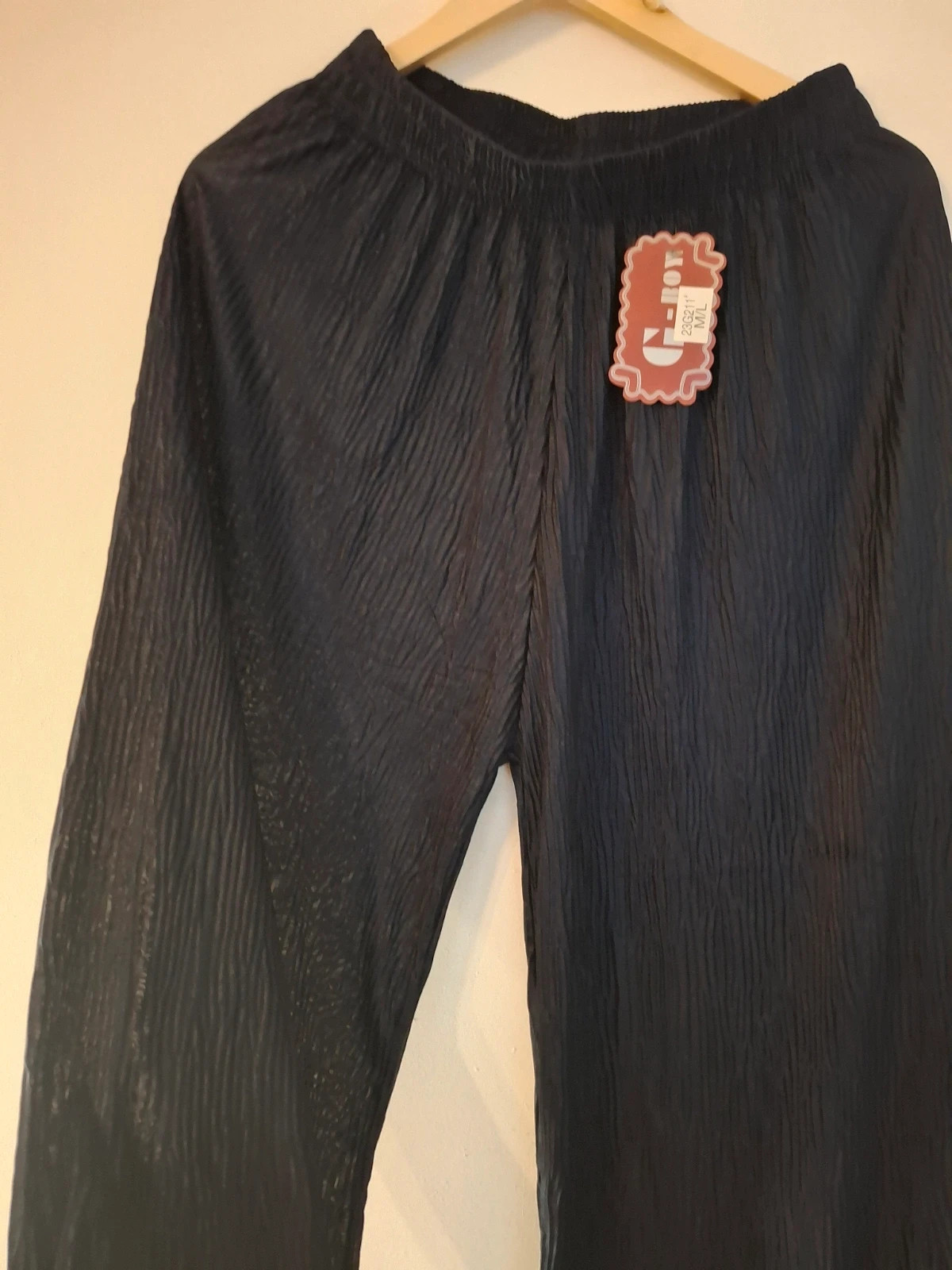 Pantalon palazzo plissé Bleu Marine – Bleu Marine – taille L / 40 / 12 2