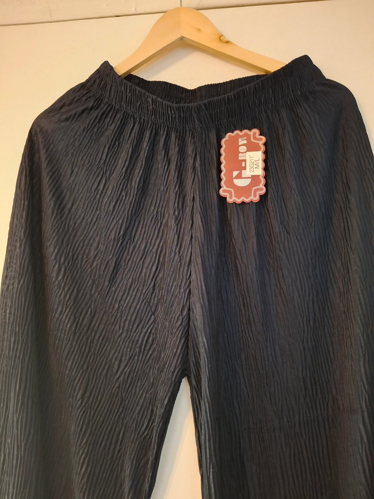 Pantalon palazzo plissé Bleu Marine – Bleu Marine – taille L / 40 / 12 3