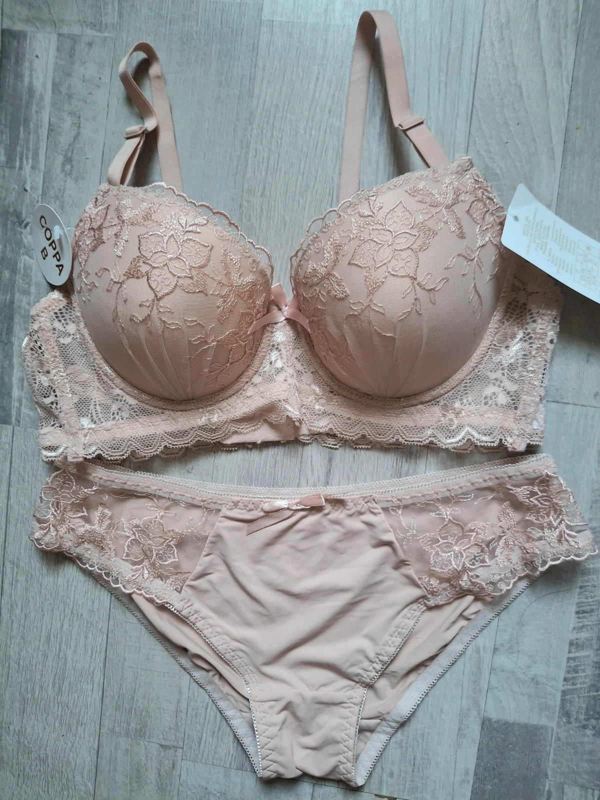 Set lingerie dentelle 2pces nude