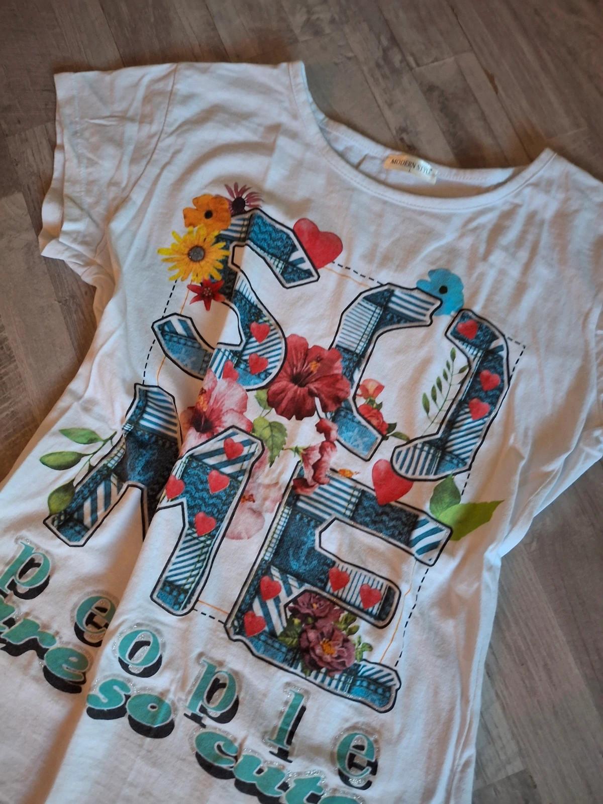 Haut blanc en coton imprimé – taille L / 40 / 12 3