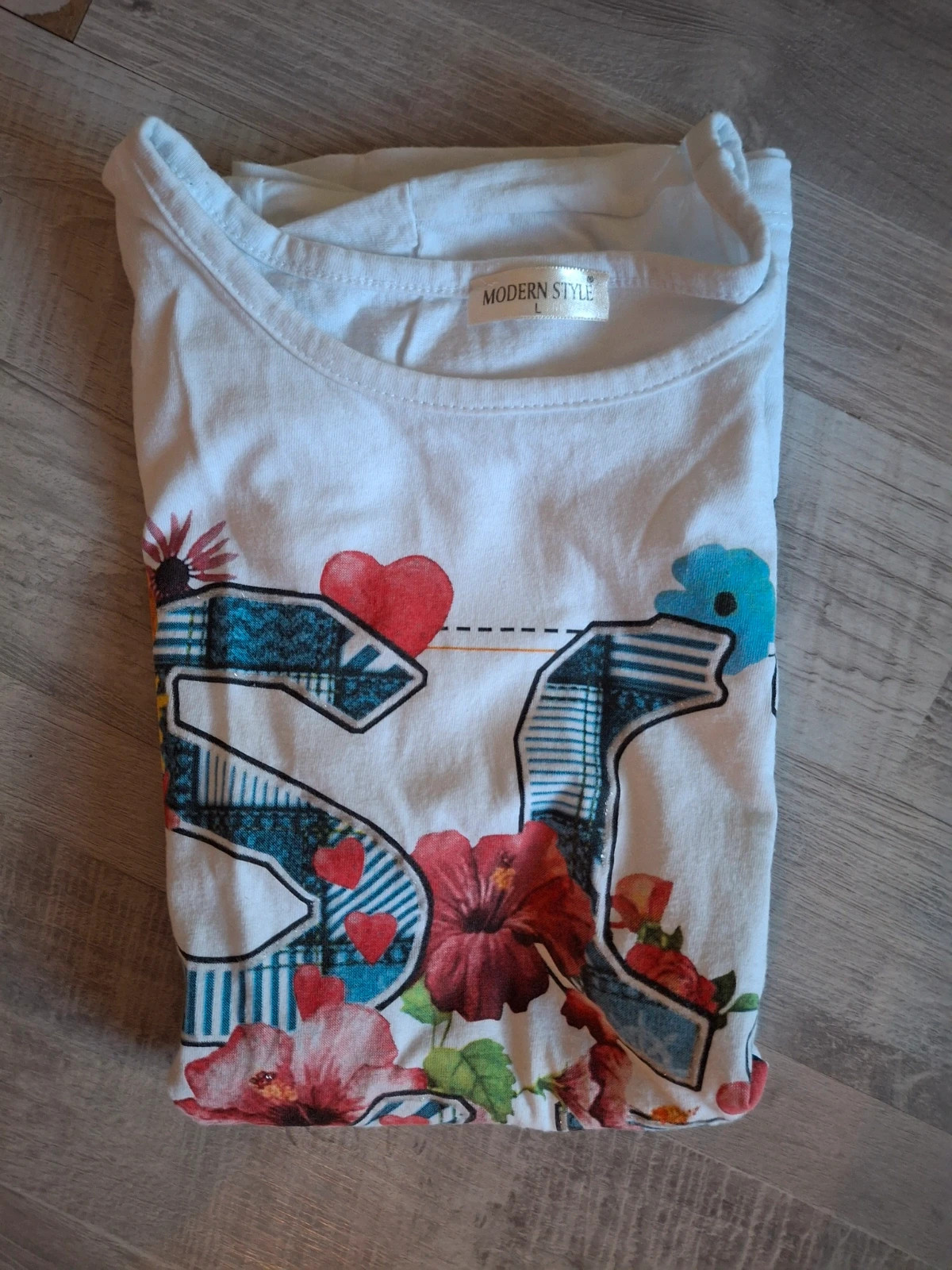 Haut blanc en coton imprimé – taille L / 40 / 12 4