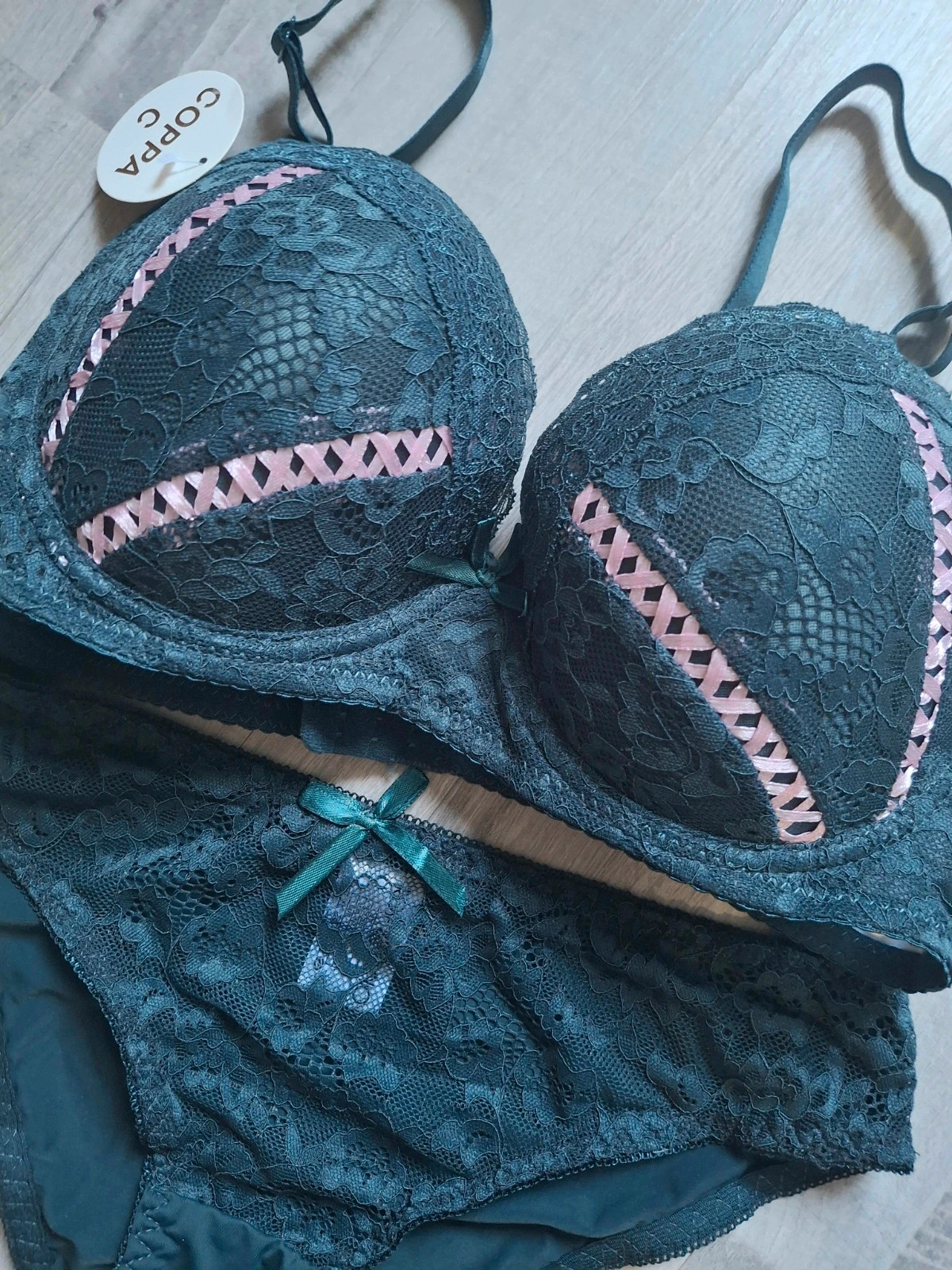 Ensemble lingerie 2pces bleu vert – Hana – taille L / 40 / 12 2