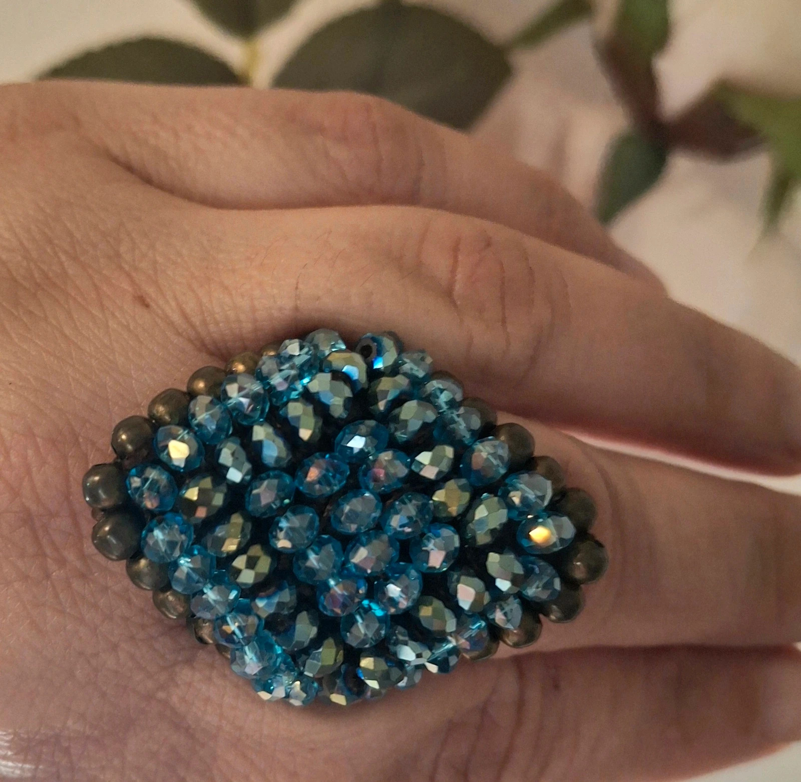 Grosse bague perles – Fait Main – taille Ajustable