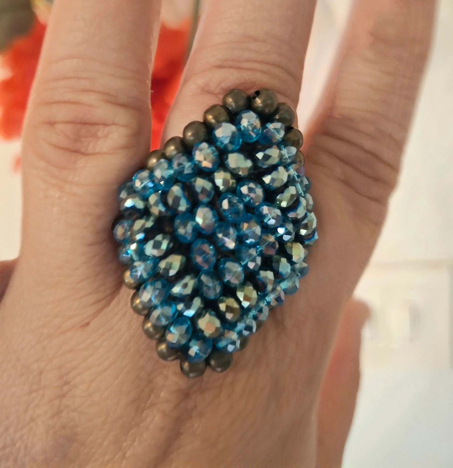 Grosse bague perles – Fait Main – taille Ajustable 4