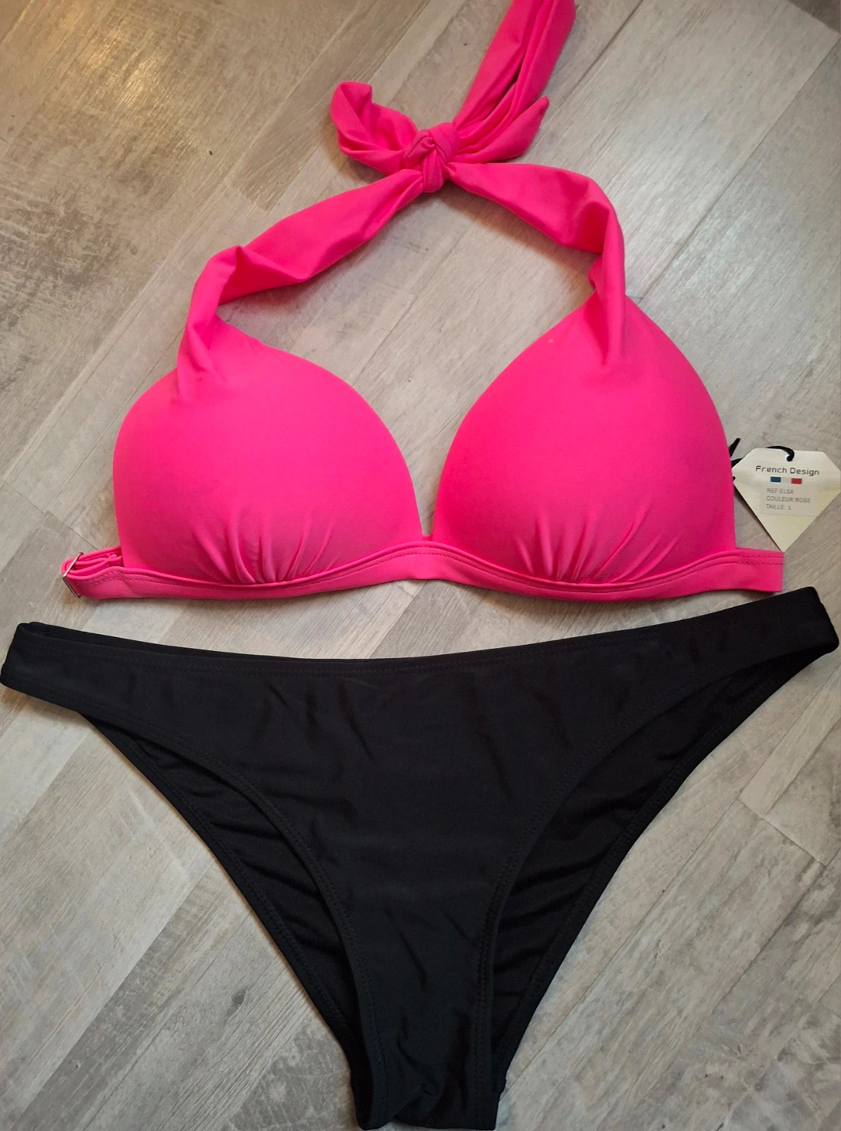 Maillot 2pces rose et noir