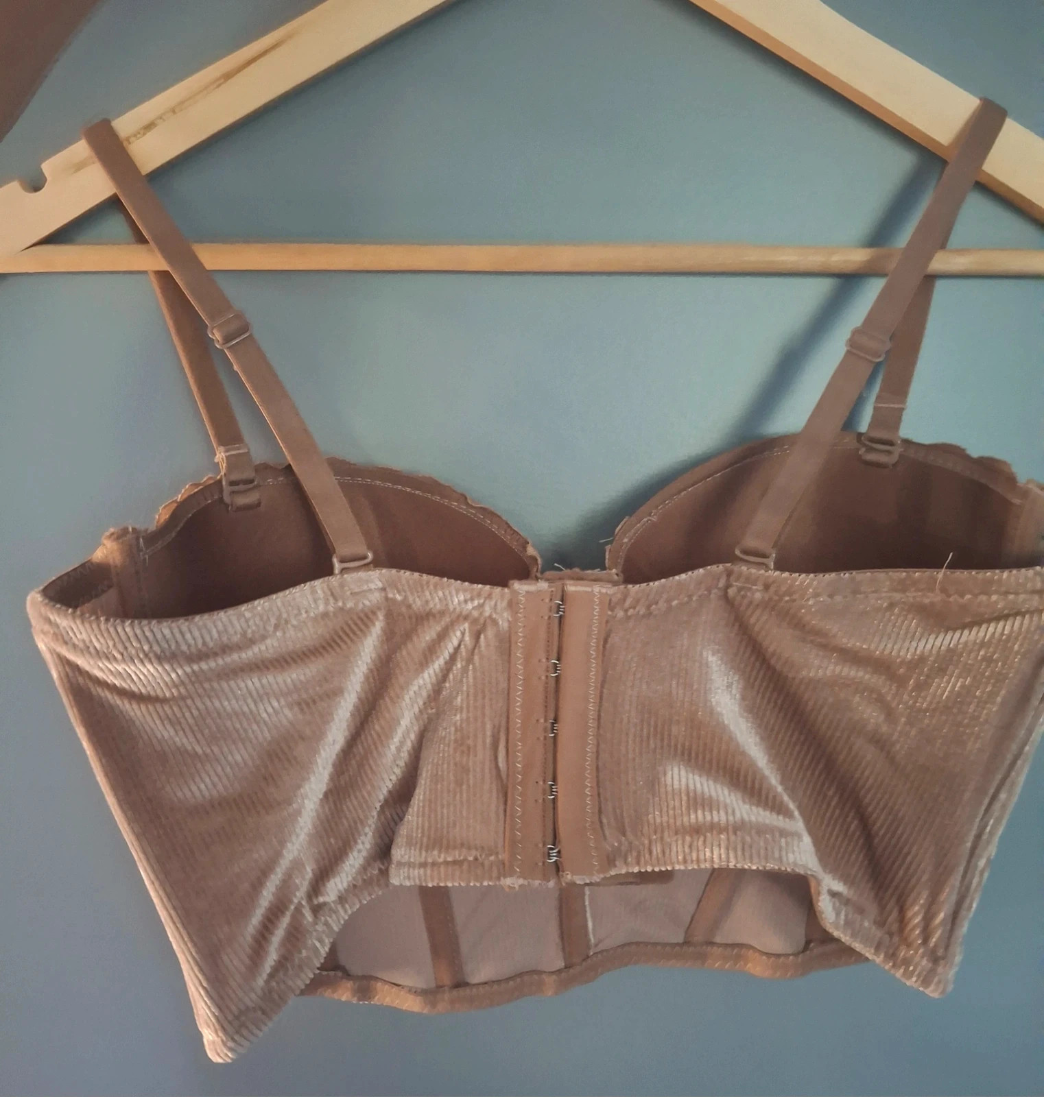 Bustier dentelle et velours couleur taupe – Hana – taille L / 40 / 12 2