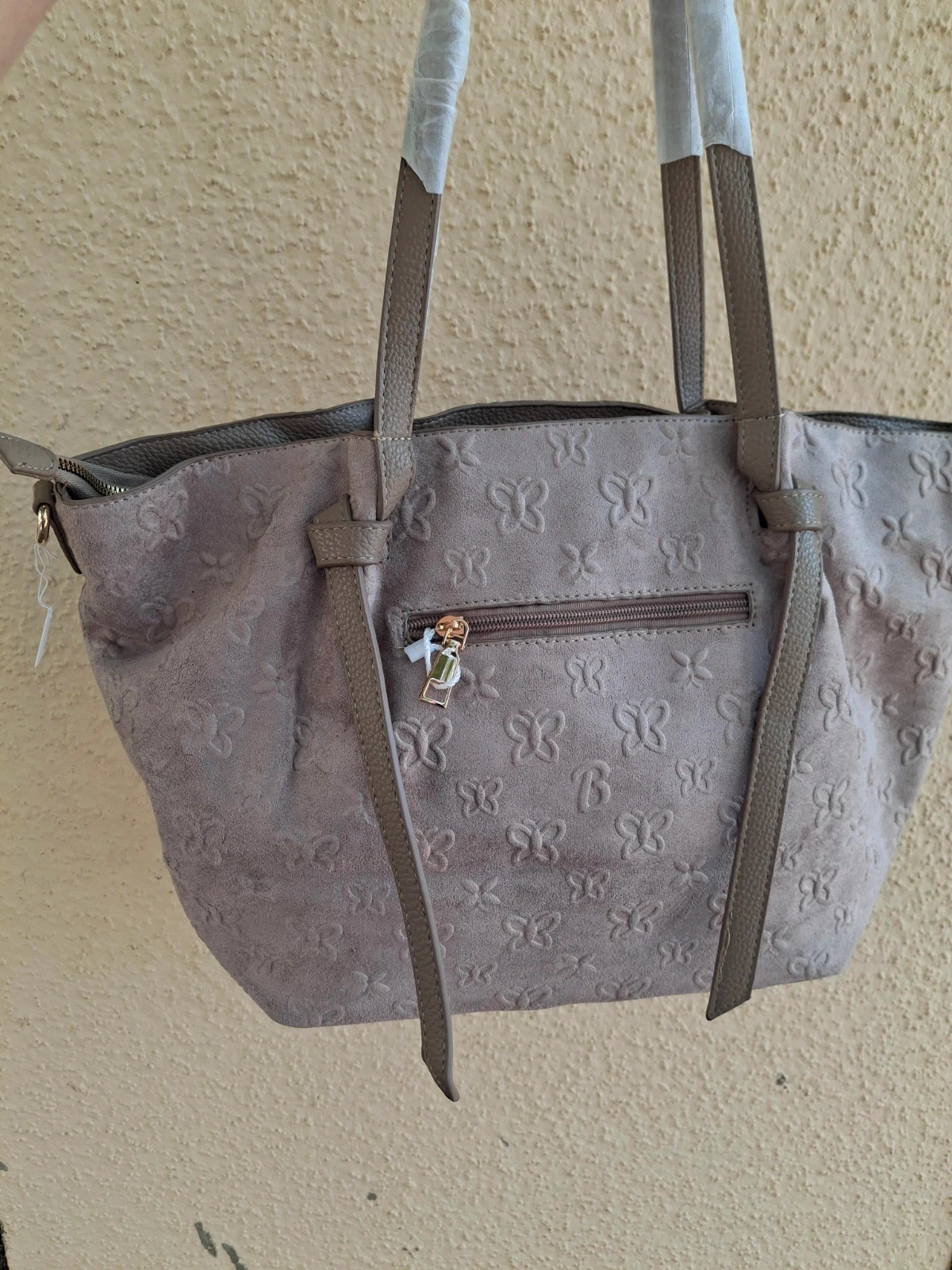 Grand sac style suédine gris clair inspi tendance – boutique indépendante 4