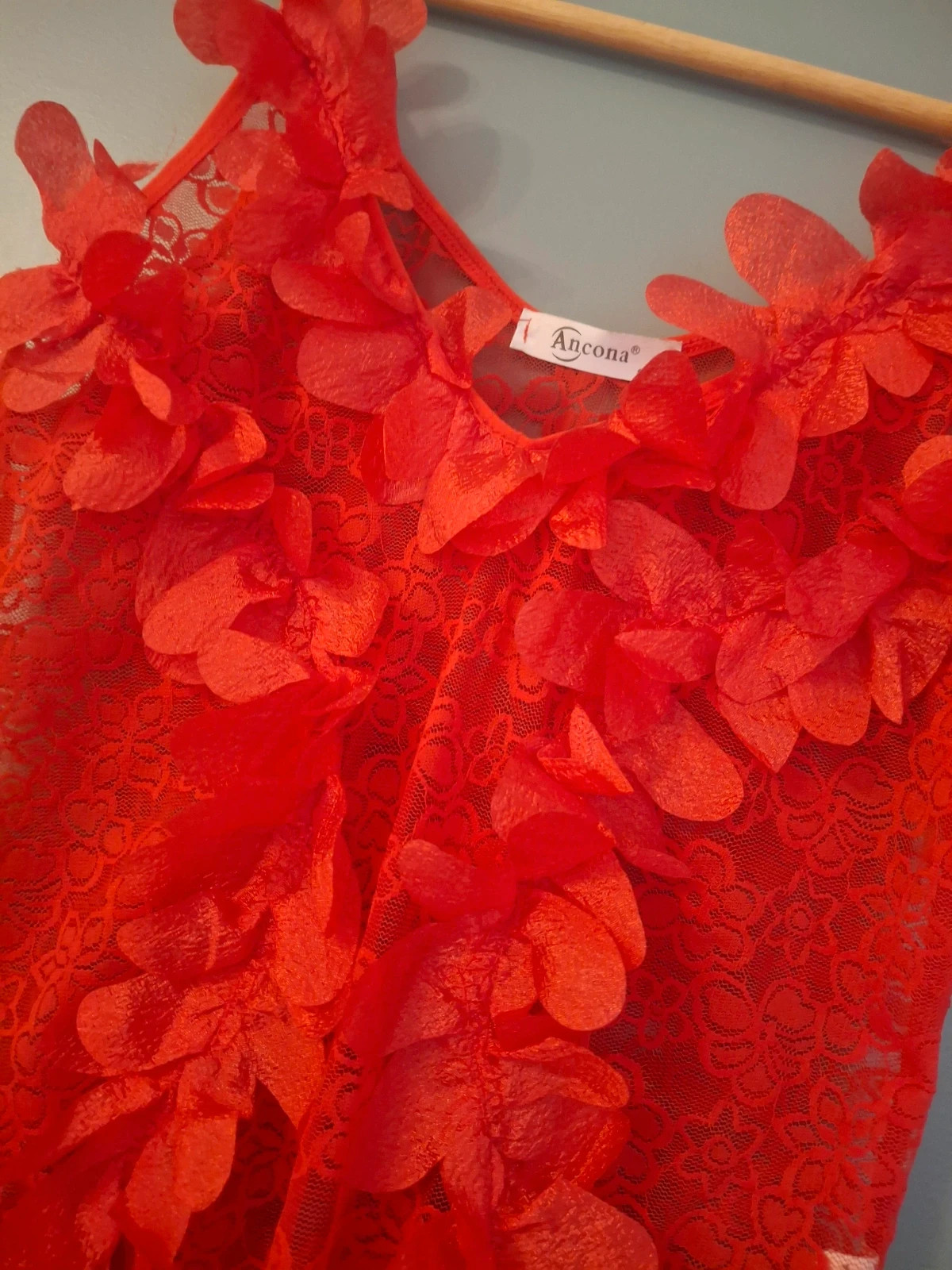 Body frou frou fleurs et dentelle Rouge – Ancona – taille M / 38 / 10 3