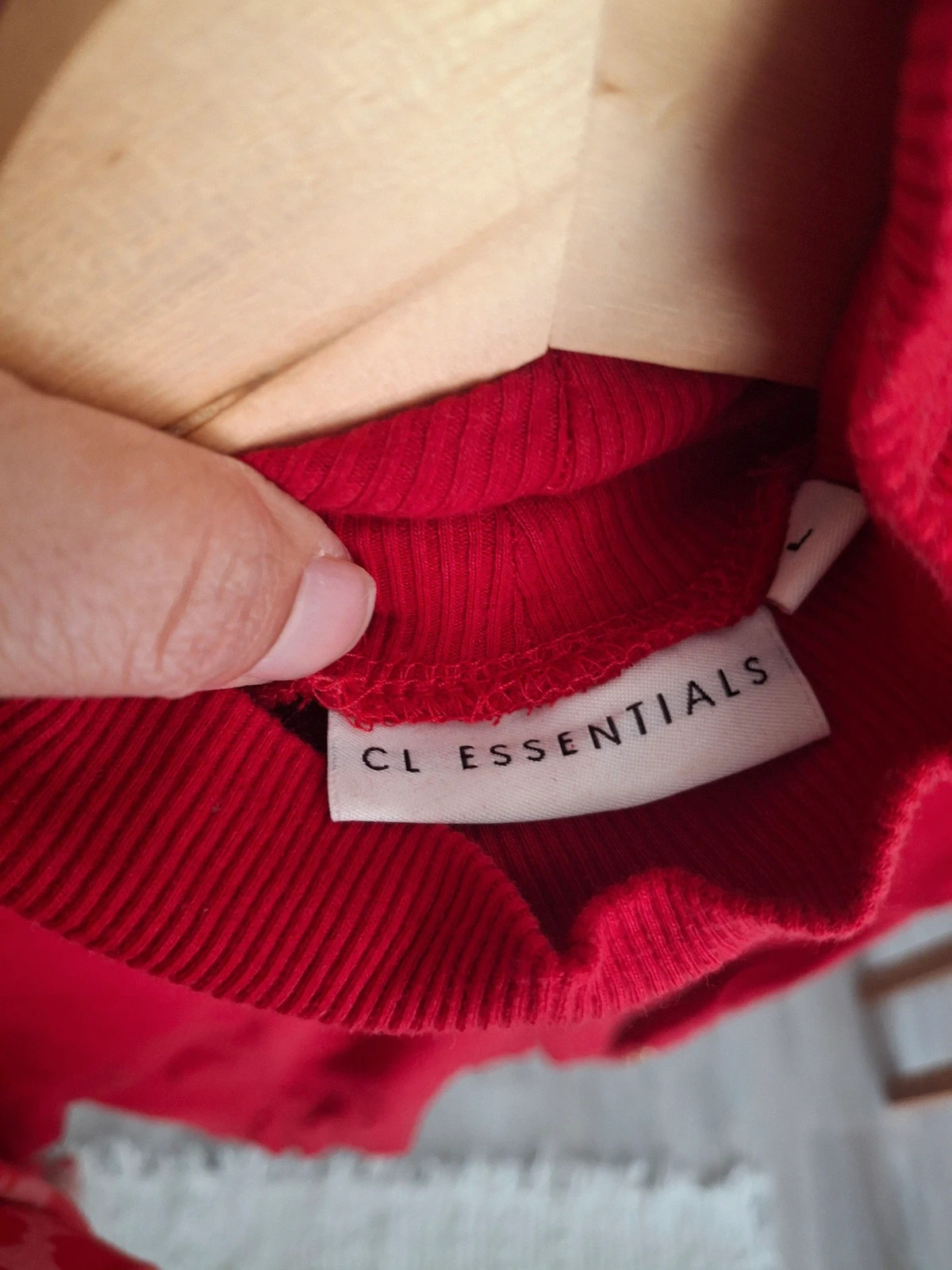 Pull en coton effet côtelé col montant Rouge – CL Essentials – taille L / 40 / 12 4