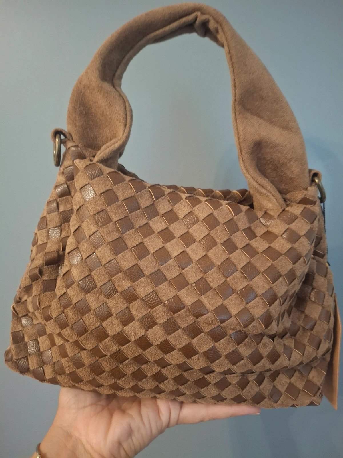 Sac a main façon cuir tressé Marron kamel – My bag 4