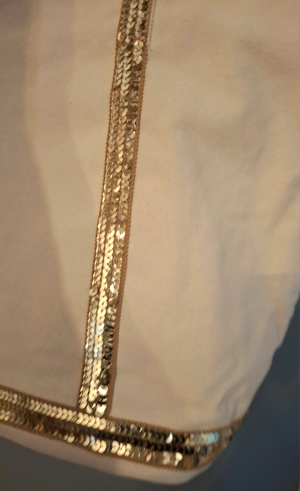 Grand sac cabas fourre tout toile et sequins Doré – Flora & Co 3