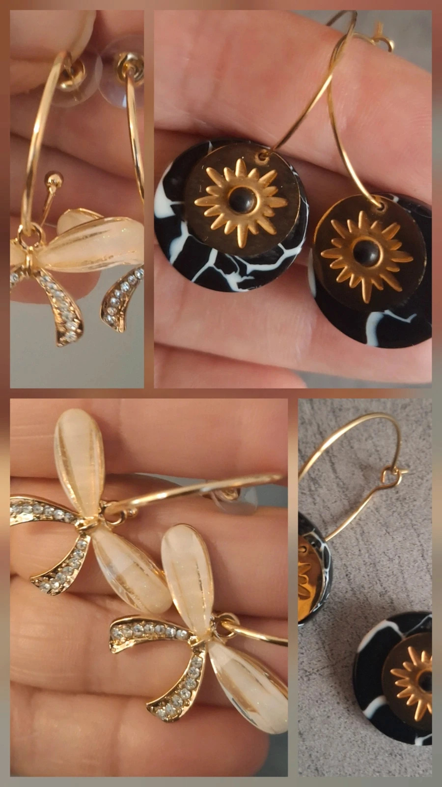 Ensemble de boucles d’oreilles fantaisie en acier doré