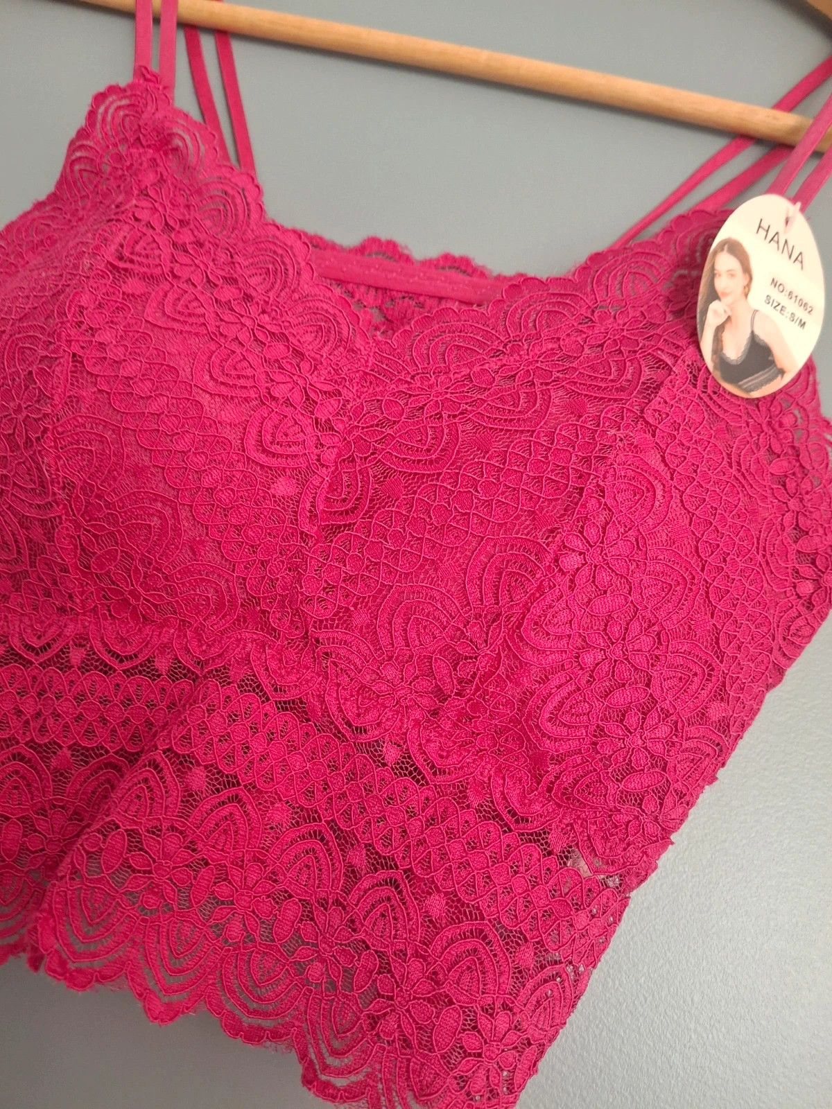 Bralette bustier dentelle ajouré rose Fuchsia – Hana – taille M / 38 / 10 2